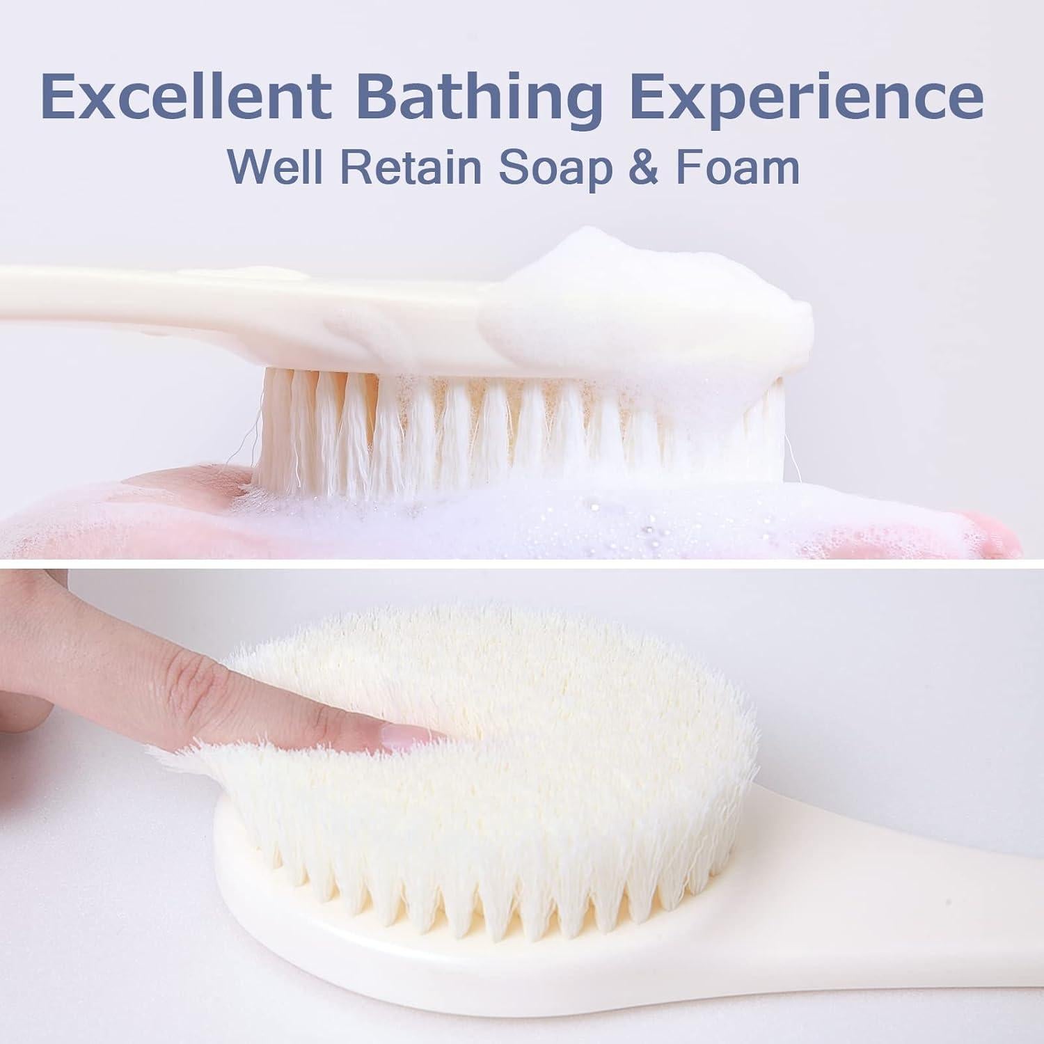 Cepillo de Baño ROLIZOE con Mango Ergonómico 39.1 cm - Blanco Crema