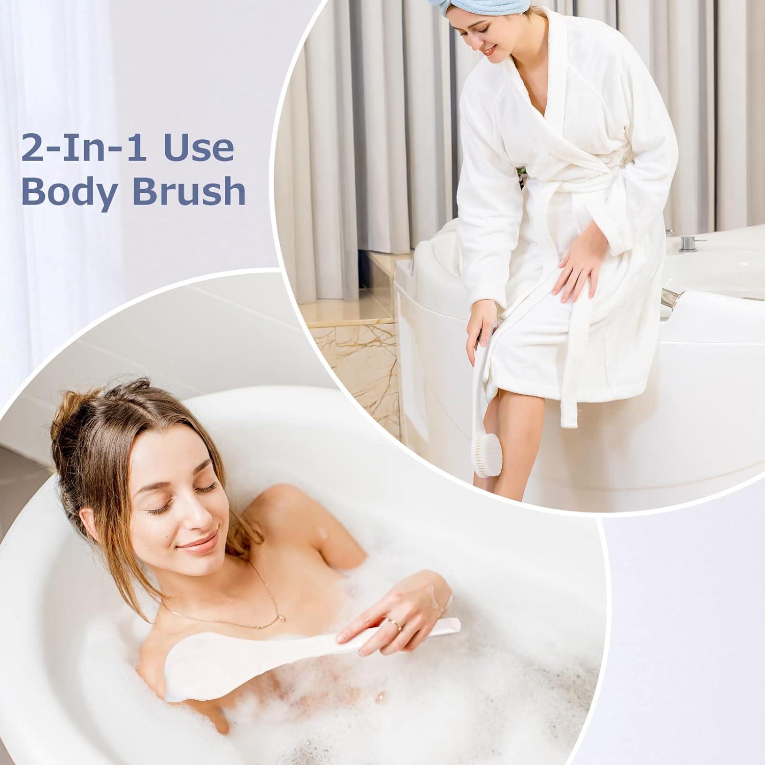 Cepillo de Baño ROLIZOE con Mango Ergonómico 39.1 cm - Blanco Crema