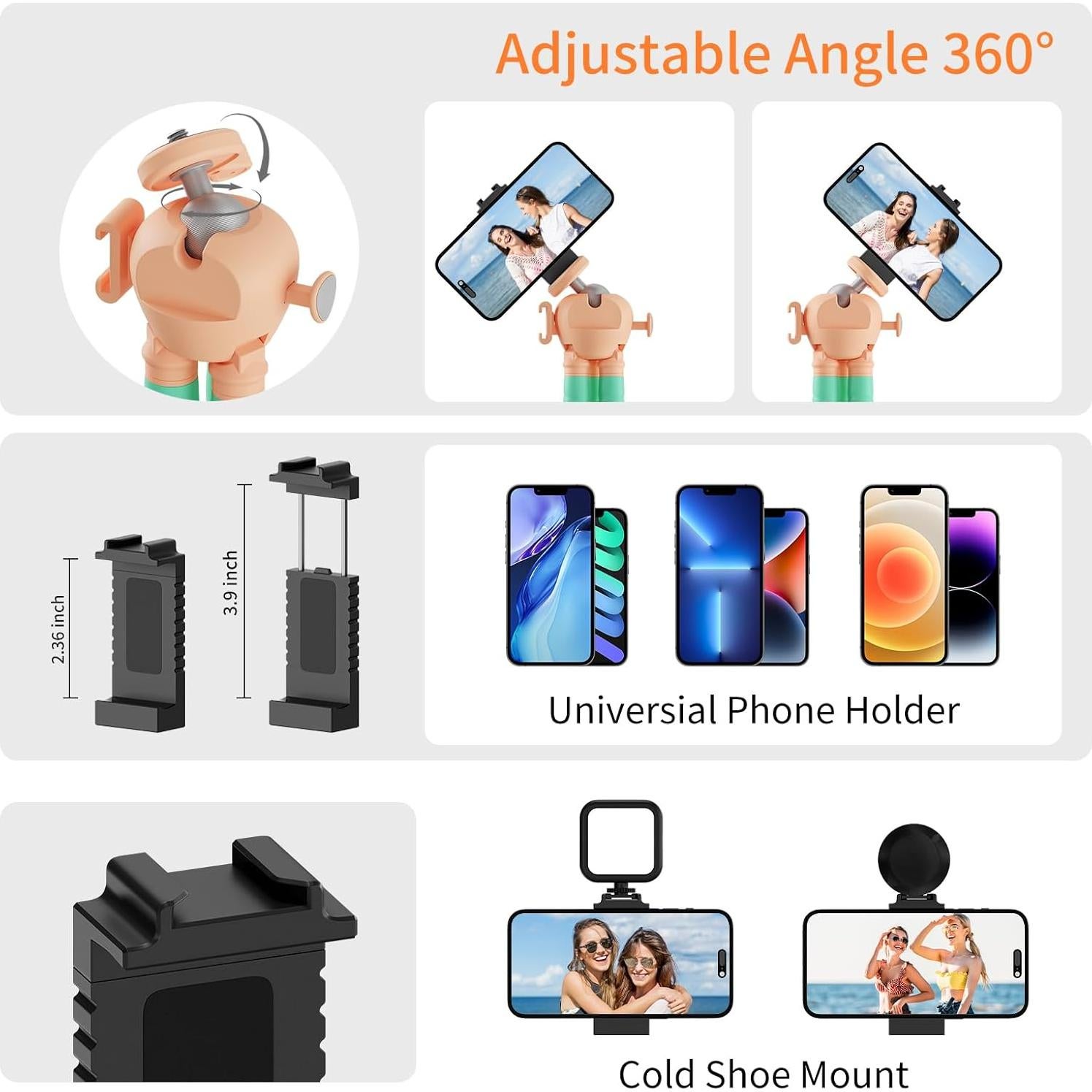 Trípode Flexible Jishane MT-1 con Control Remoto y Soporte