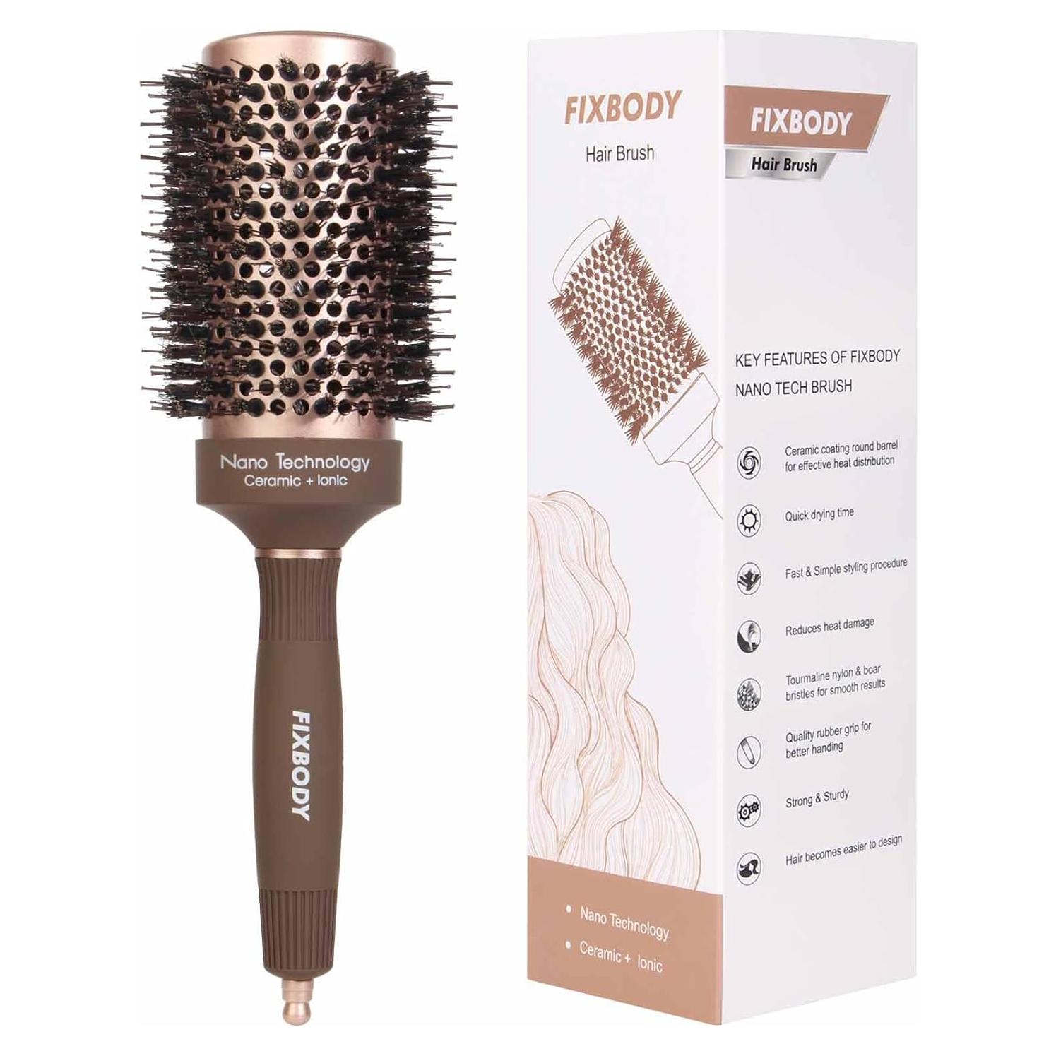 Cepillo Redondo para Cabello FIXBODY 8.4 cm Cerda Jabalí