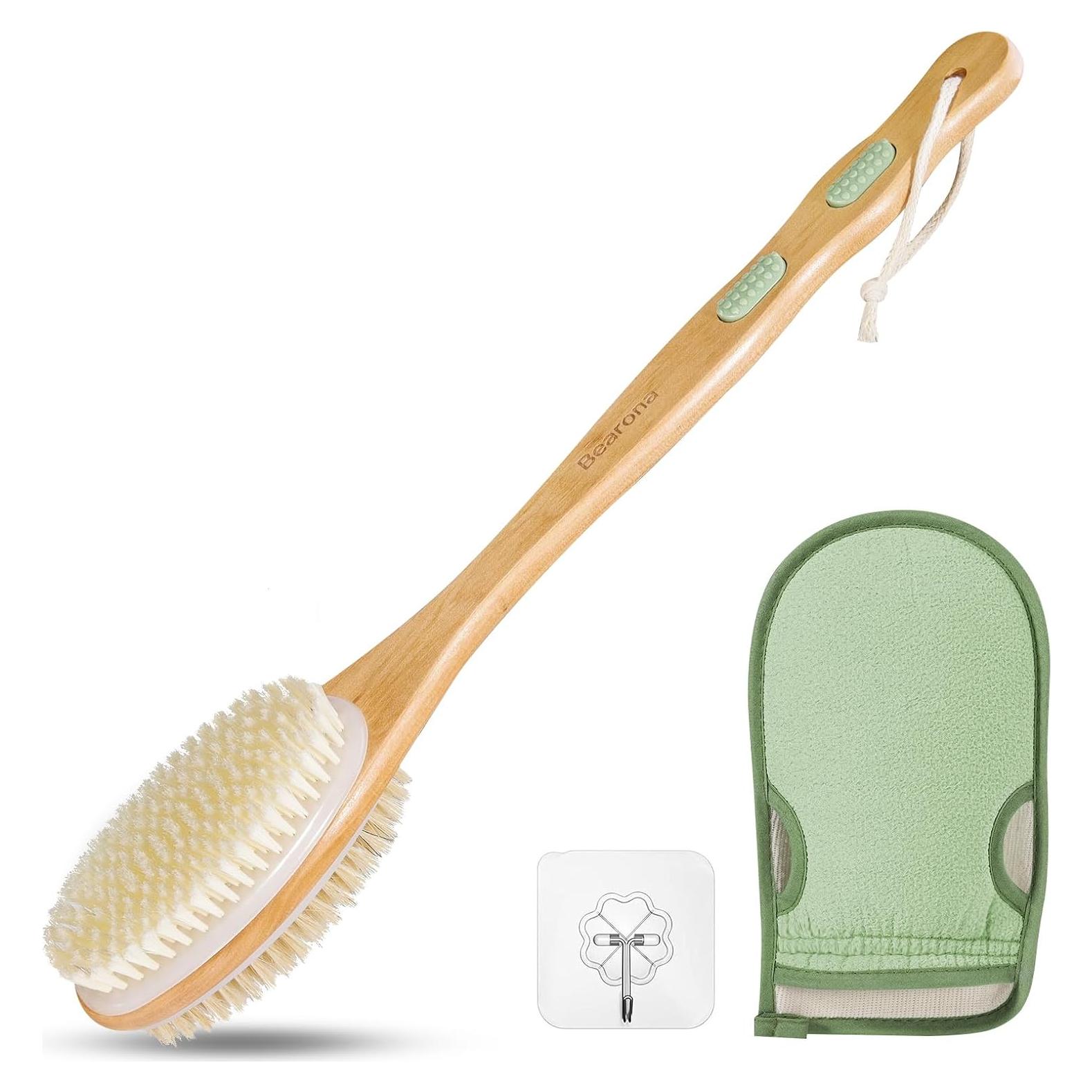 Set de cepillo corporal Bearona con mitón exfoliante 41.91 cm