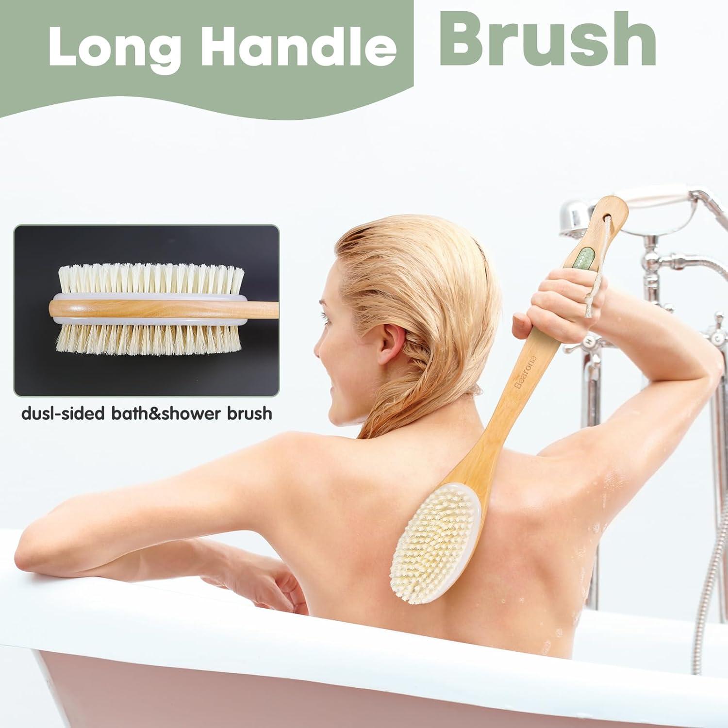 Set de cepillo corporal Bearona con mitón exfoliante 41.91 cm