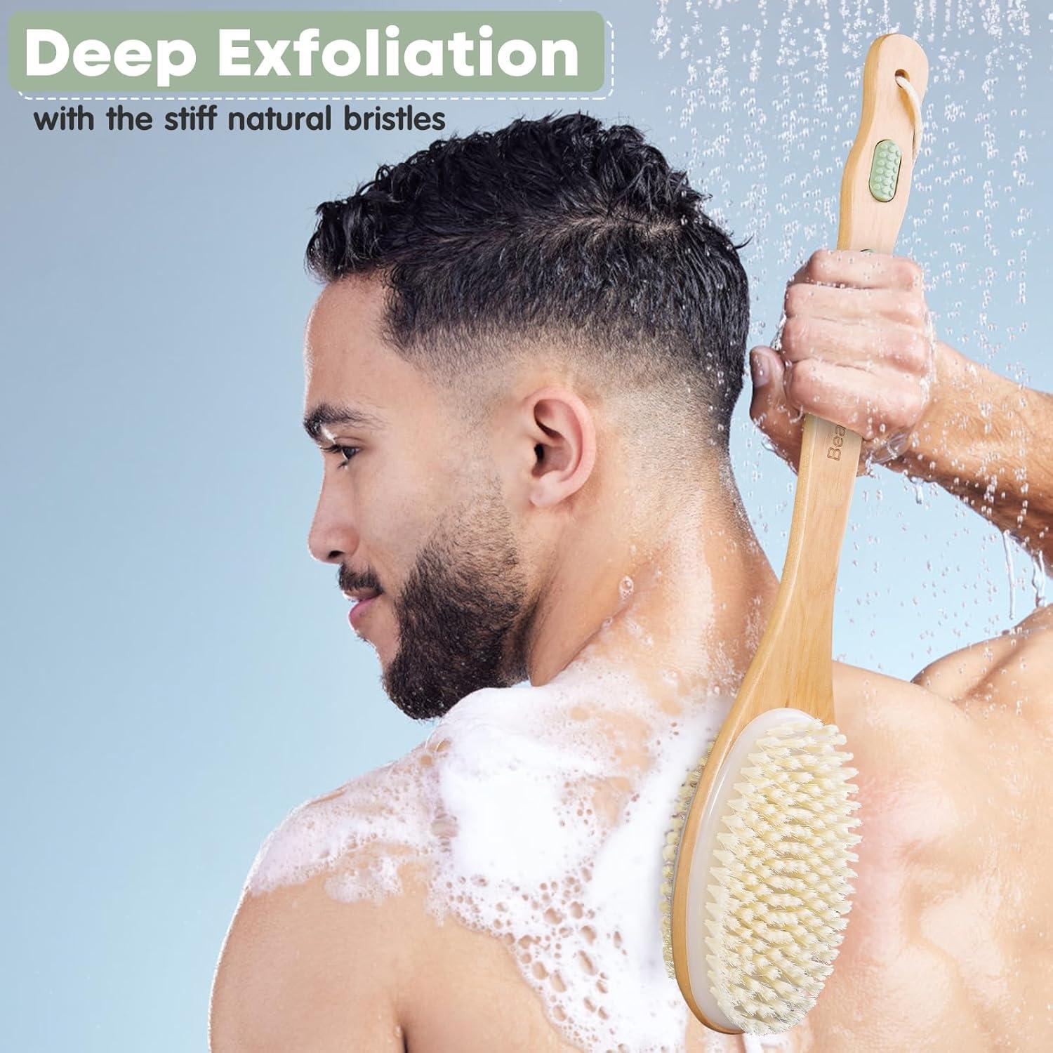 Set de cepillo corporal Bearona con mitón exfoliante 41.91 cm