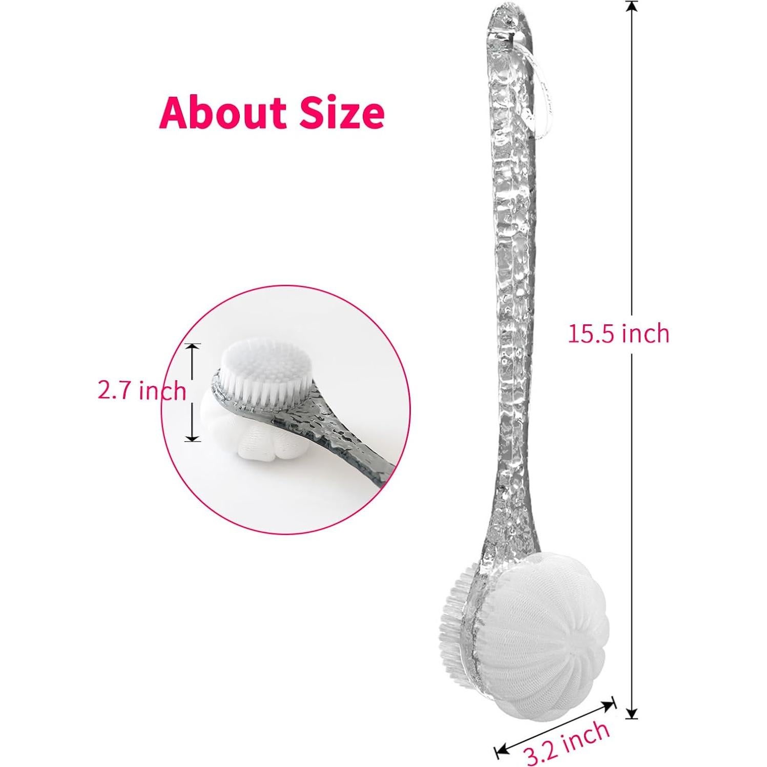 Cepillo Corporal Exfoliante XKVUKXO con Mango Largo Transparente