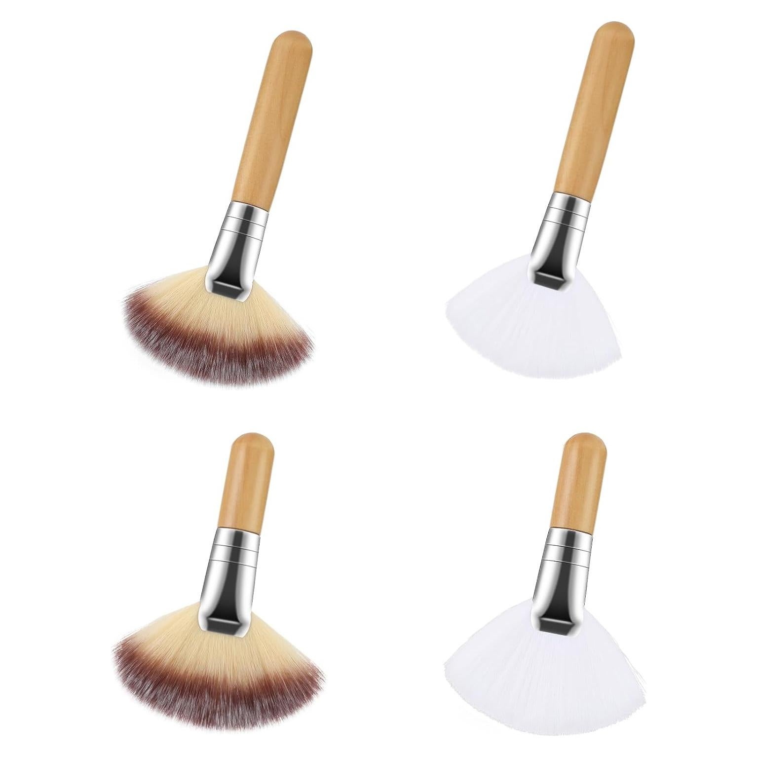 4 Brochas Faciales Esponjosas Lusofie - Mango Corto, Suaves