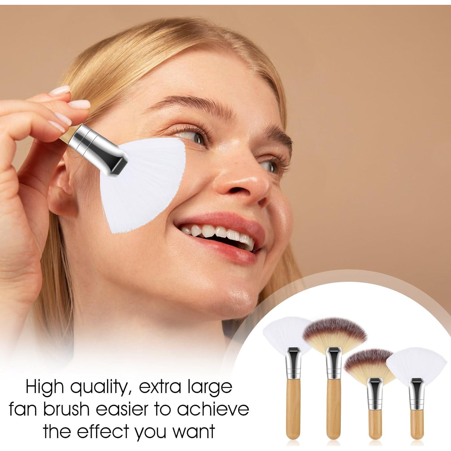 4 Brochas Faciales Esponjosas Lusofie - Mango Corto, Suaves