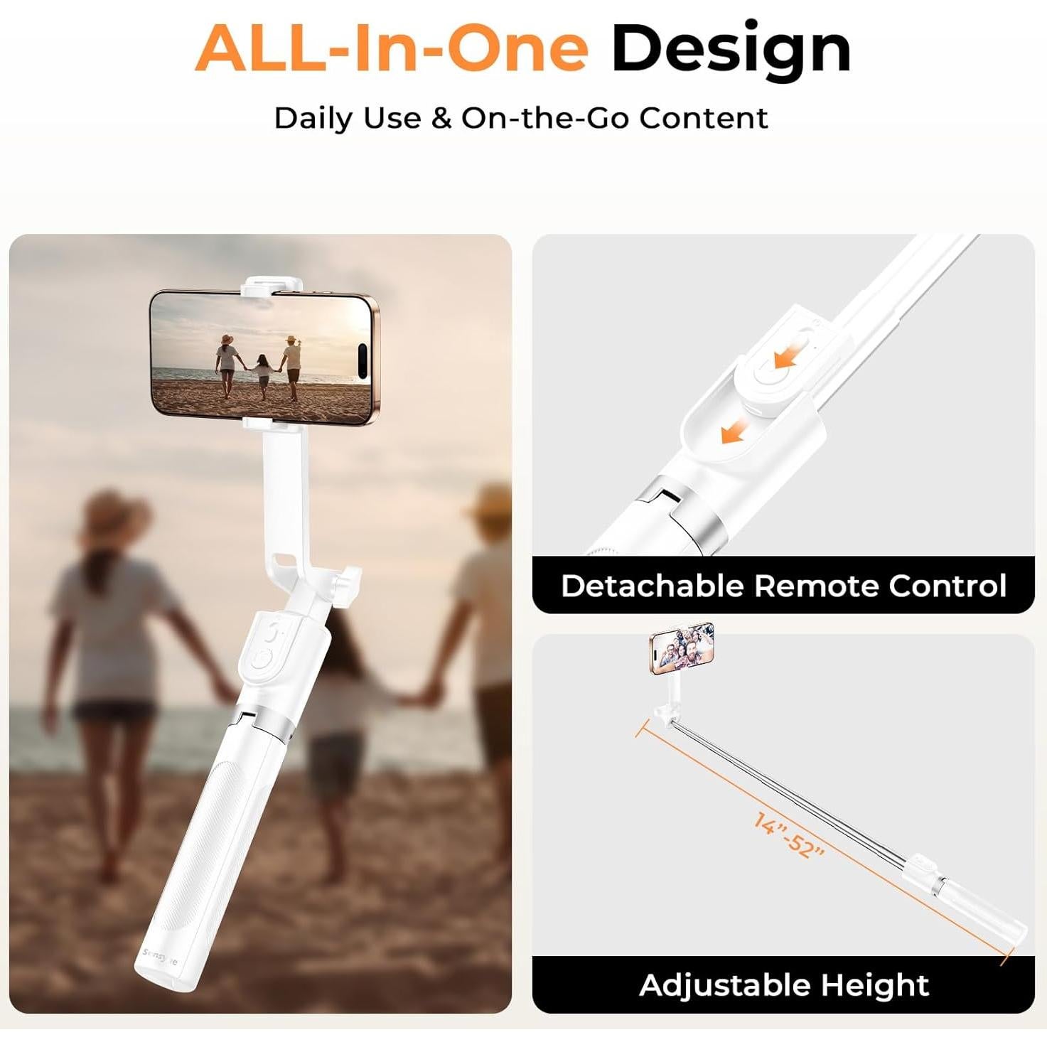 Trípode de Viaje Sensyne 135 cm con Control Remoto para Teléfono