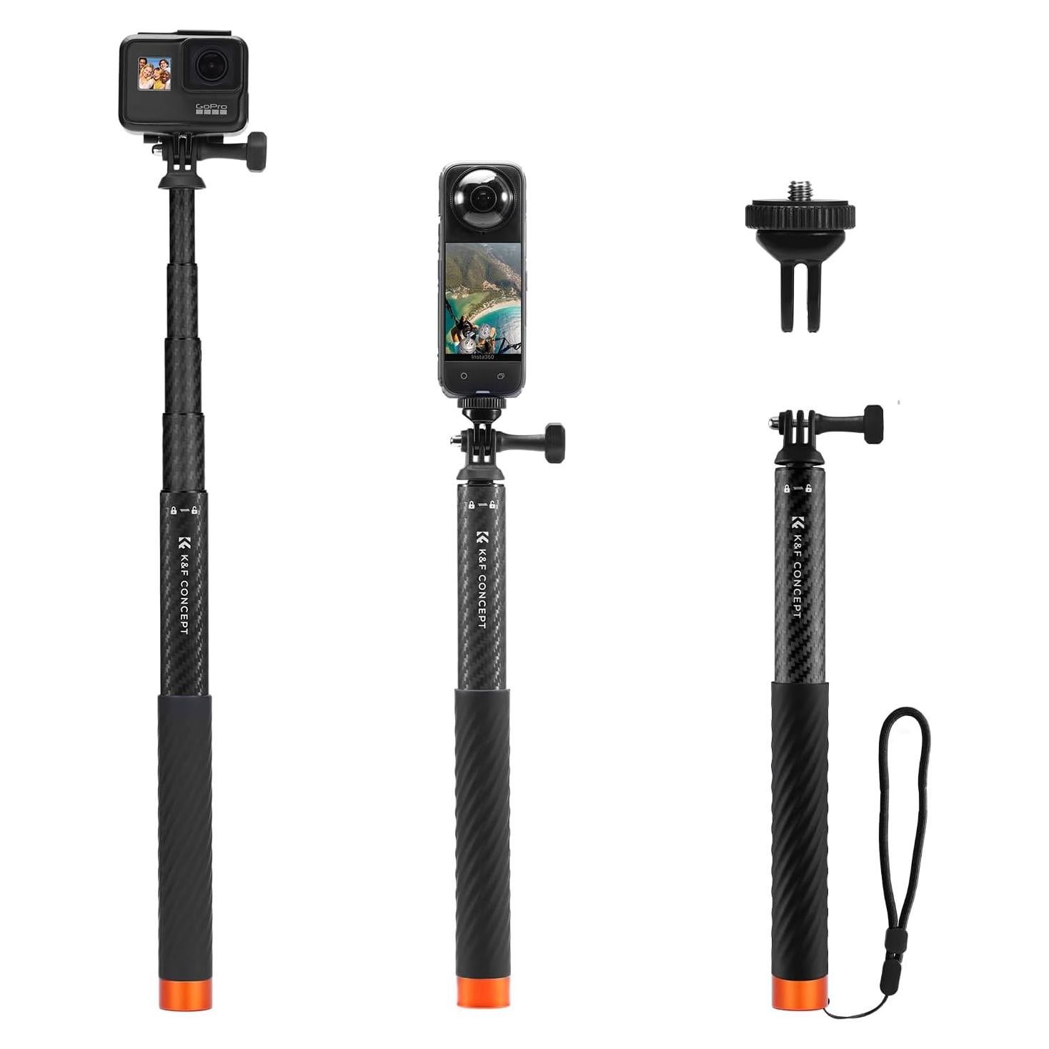 Palo de Selfie Invisible K&F Concept 127cm Carbono para Cámara