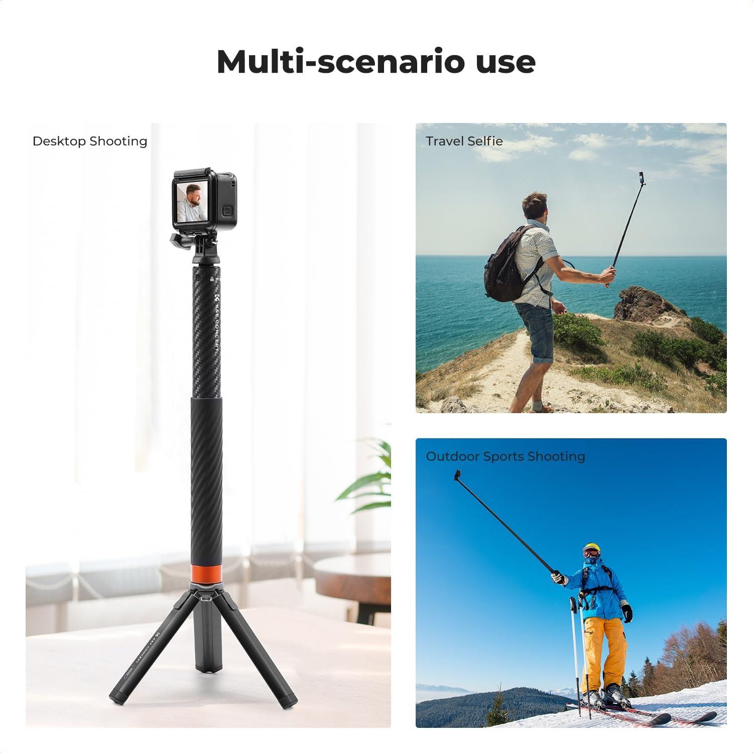 Palo de Selfie Invisible K&F Concept 127cm Carbono para Cámara