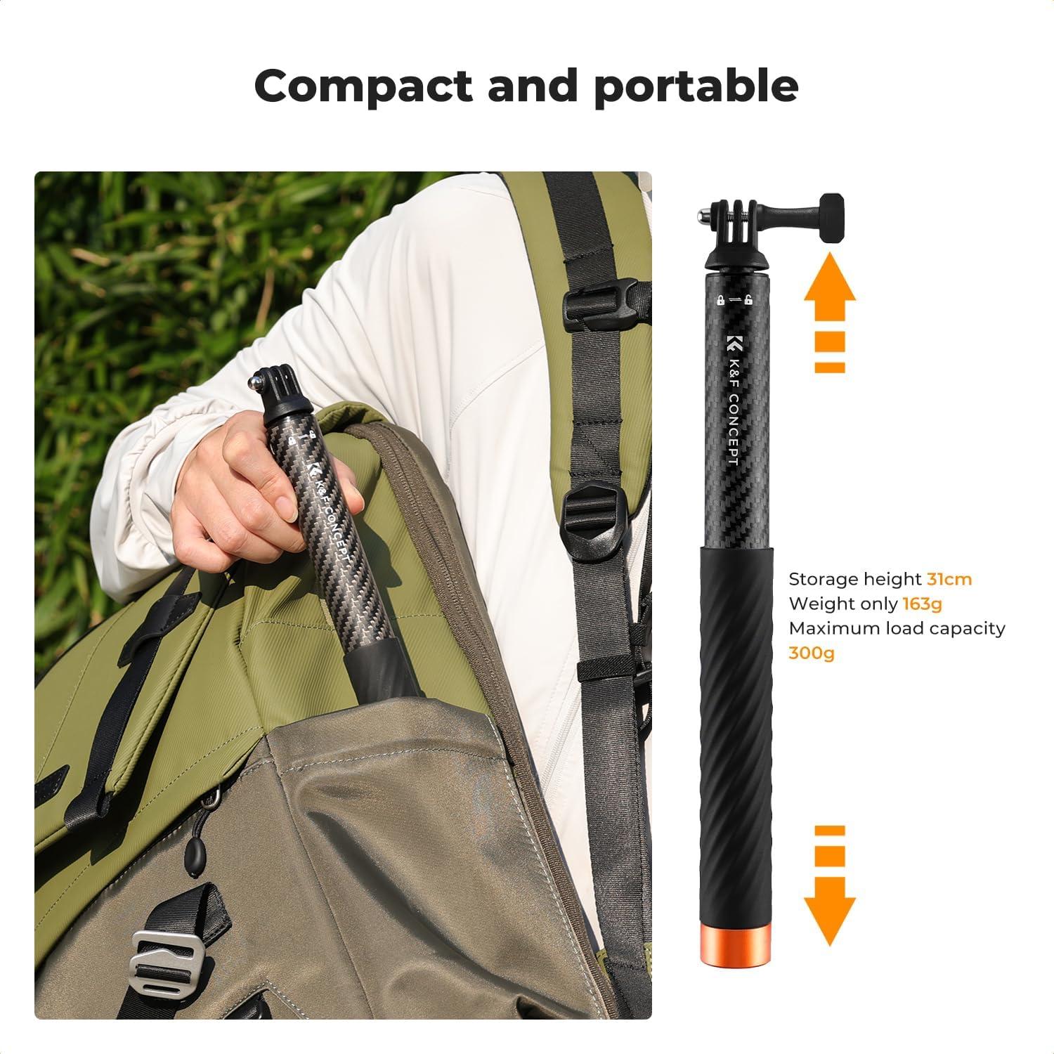 Palo de Selfie Invisible K&F Concept 127cm Carbono para Cámara