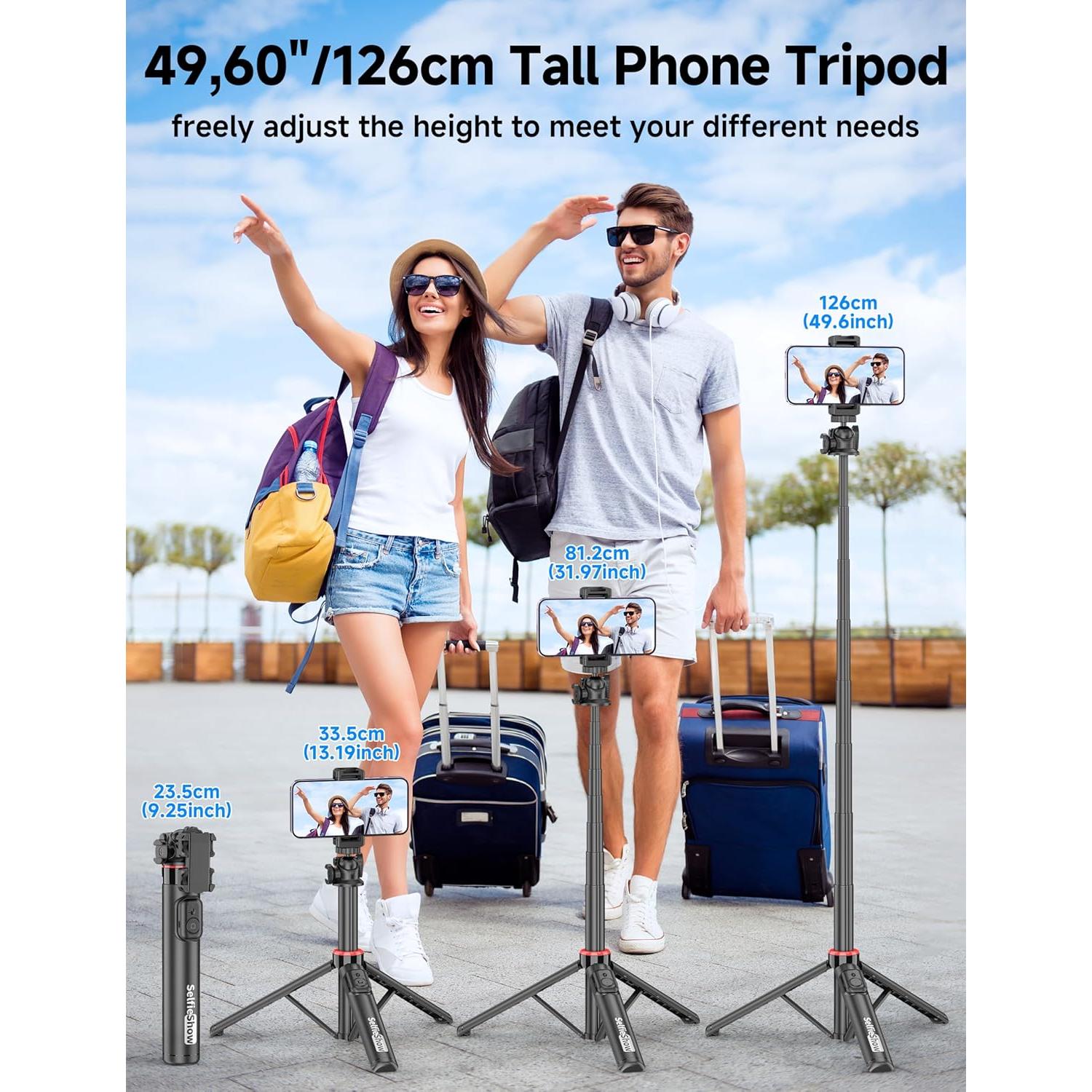 Trípode de Aluminio Ajustable 126 cm con Control Remoto - C15