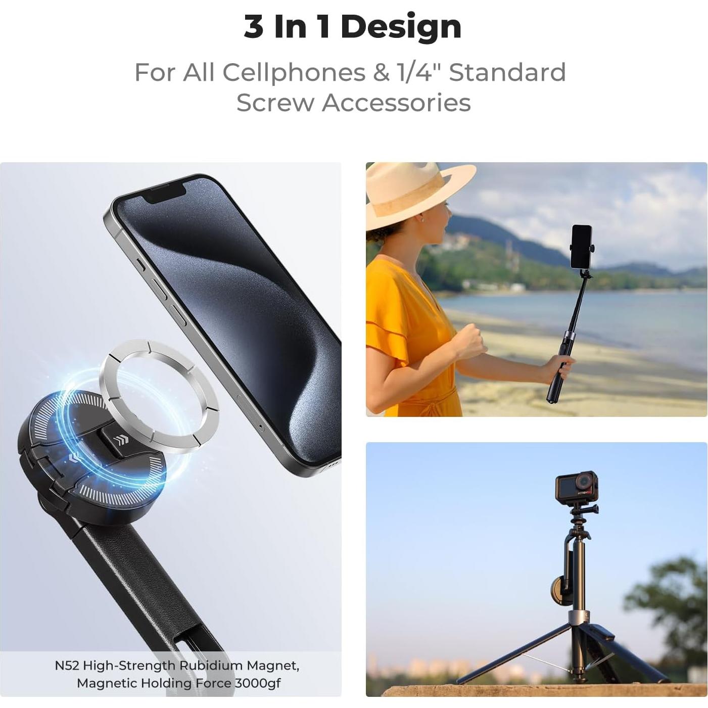 Trípode K&F CONCEPT 180cm para Teléfono con Control Remoto