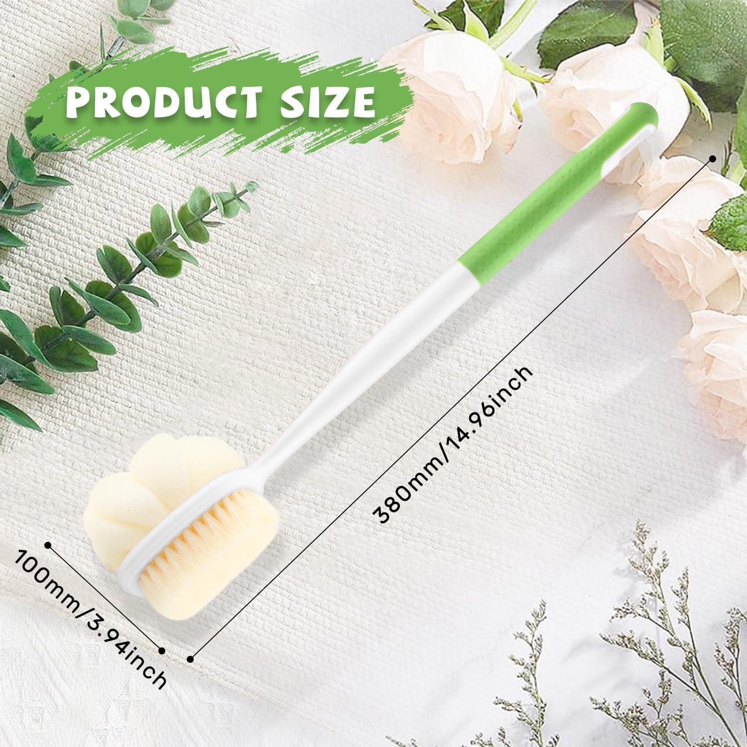 2 Cepillos de Ducha Mango Largo Mirrline con Lufa y Cerdas Suaves