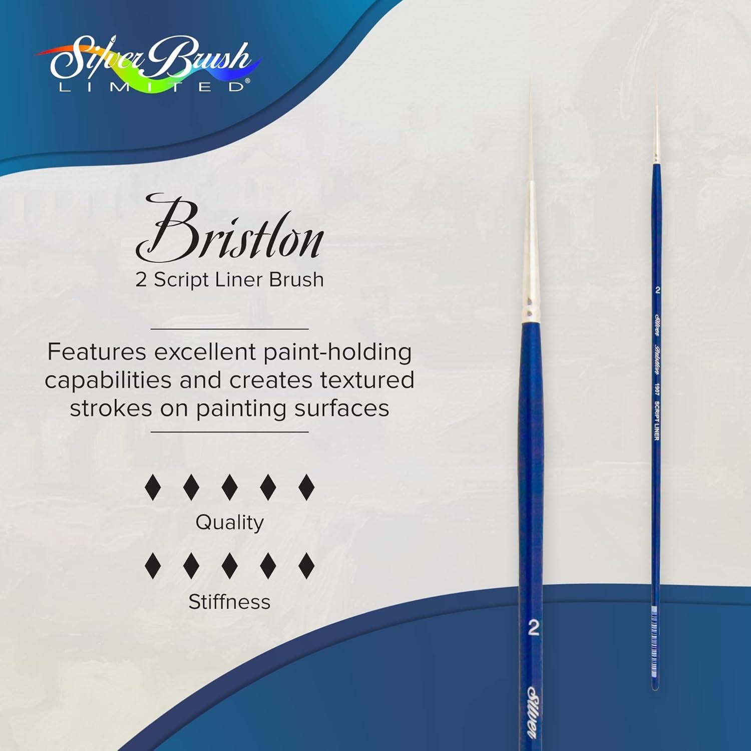 Pincel de Liner Bristlon Silver Brush 1907-2 Tamaño 2 Mango Largo