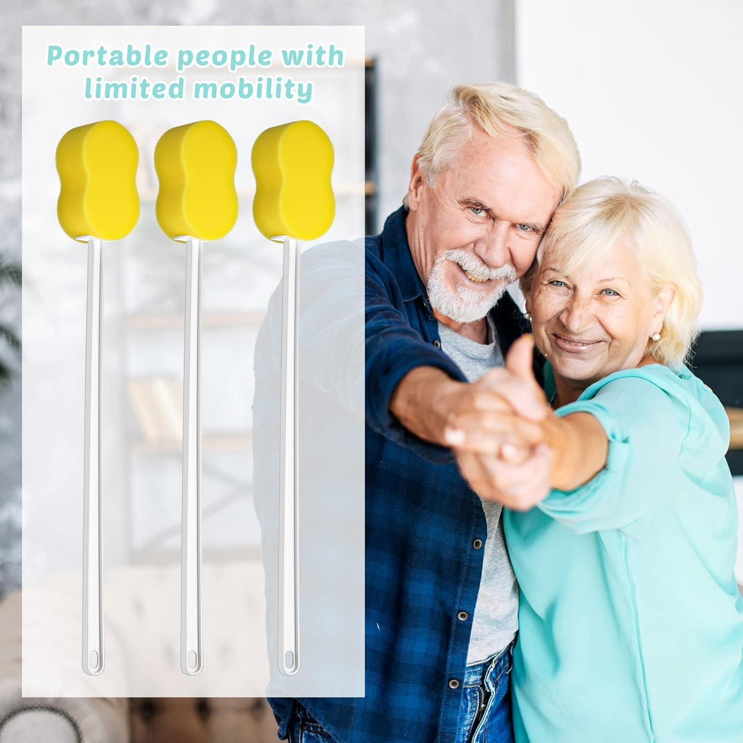 3 Esponjas de Mango Largo Yetene 57 cm para Ducha Amarillas