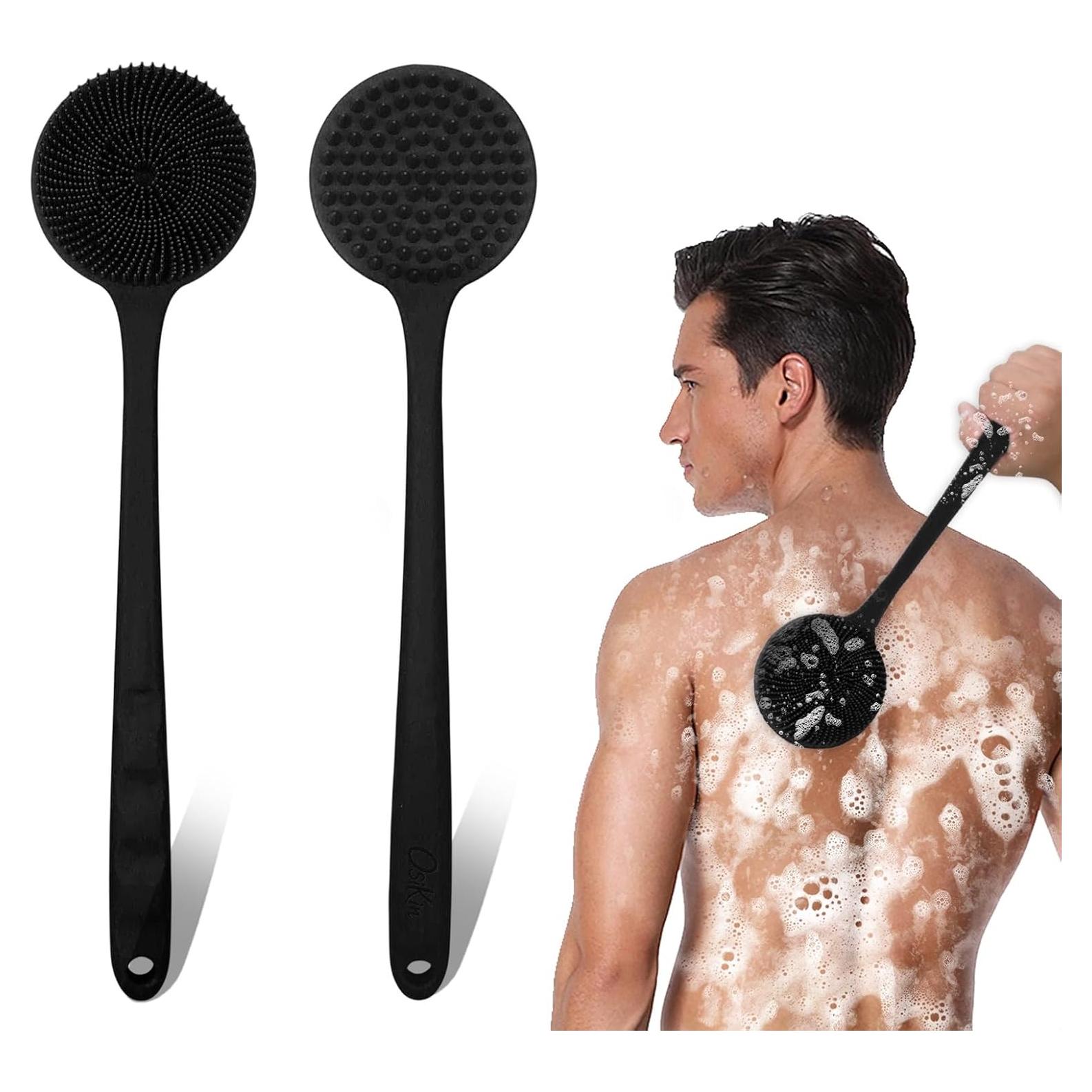 Esponja de Ducha de Silicona OsiKin con Mango Largo 37 cm