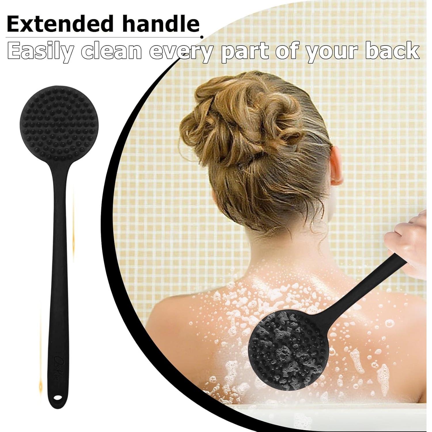 Esponja de Ducha de Silicona OsiKin con Mango Largo 37 cm