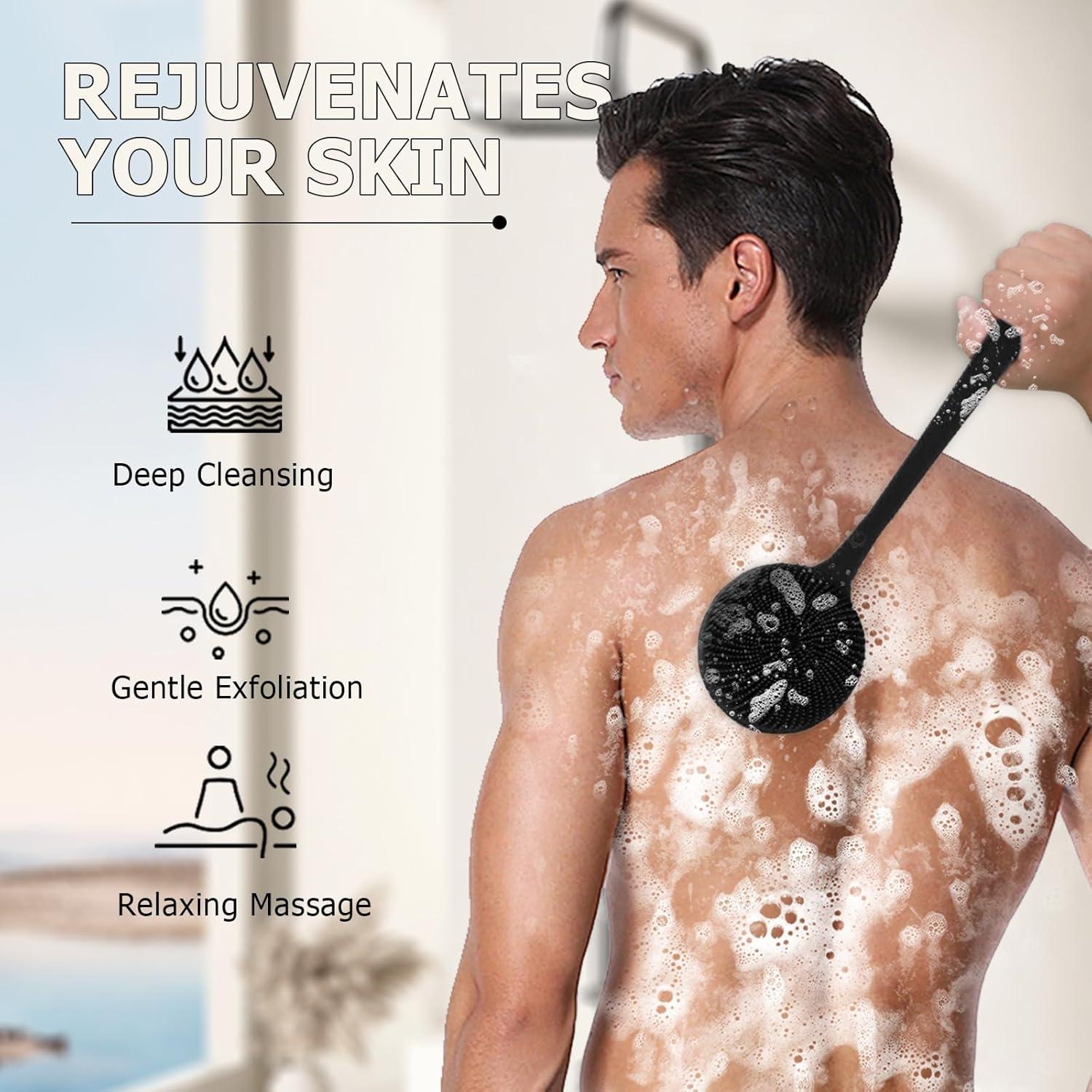 Esponja de Ducha de Silicona OsiKin con Mango Largo 37 cm