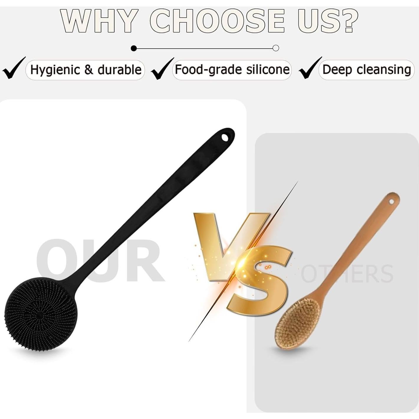 Esponja de Ducha de Silicona OsiKin con Mango Largo 37 cm