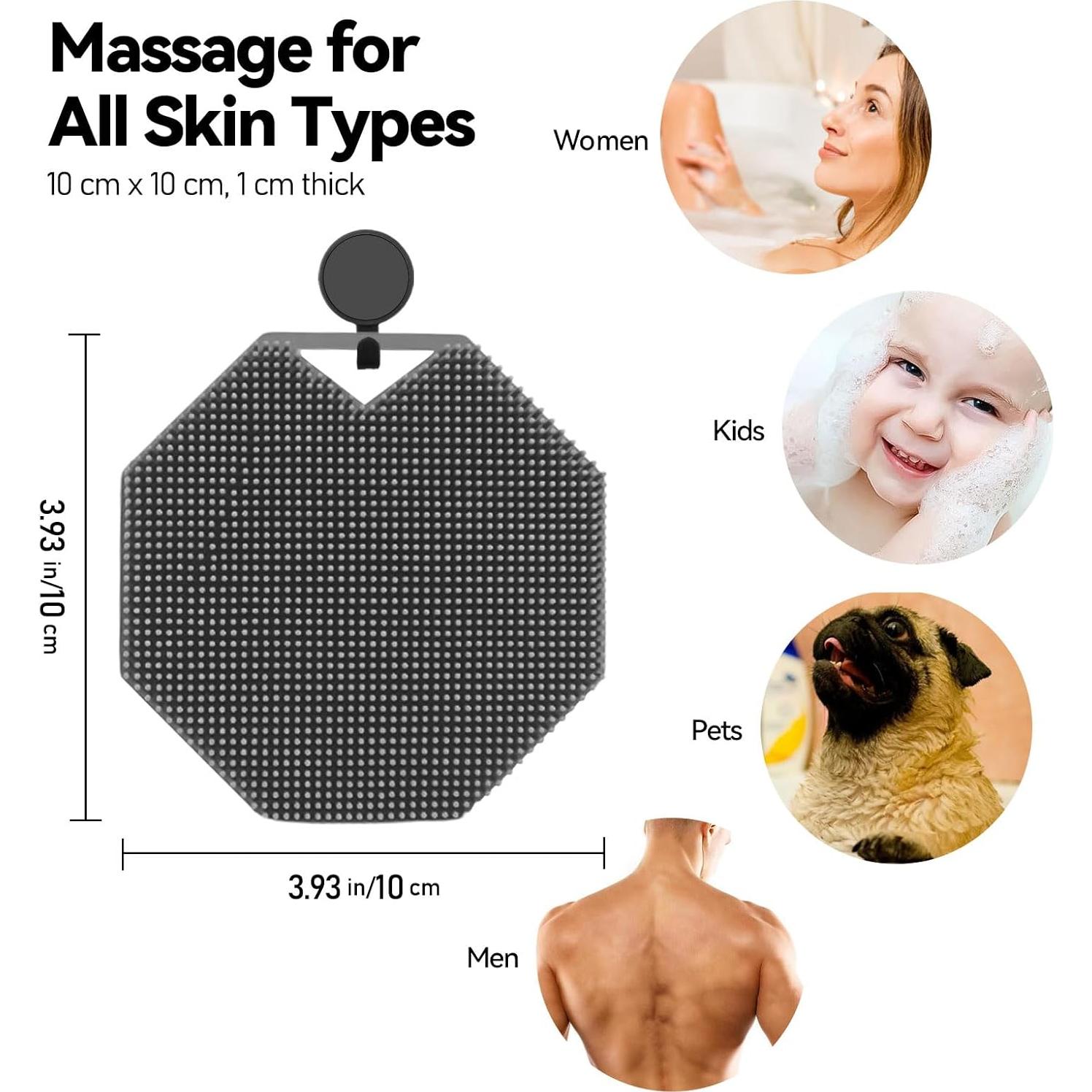 Esponja de Cuerpo de Silicona OTHIX - Exfoliante Suave Gris