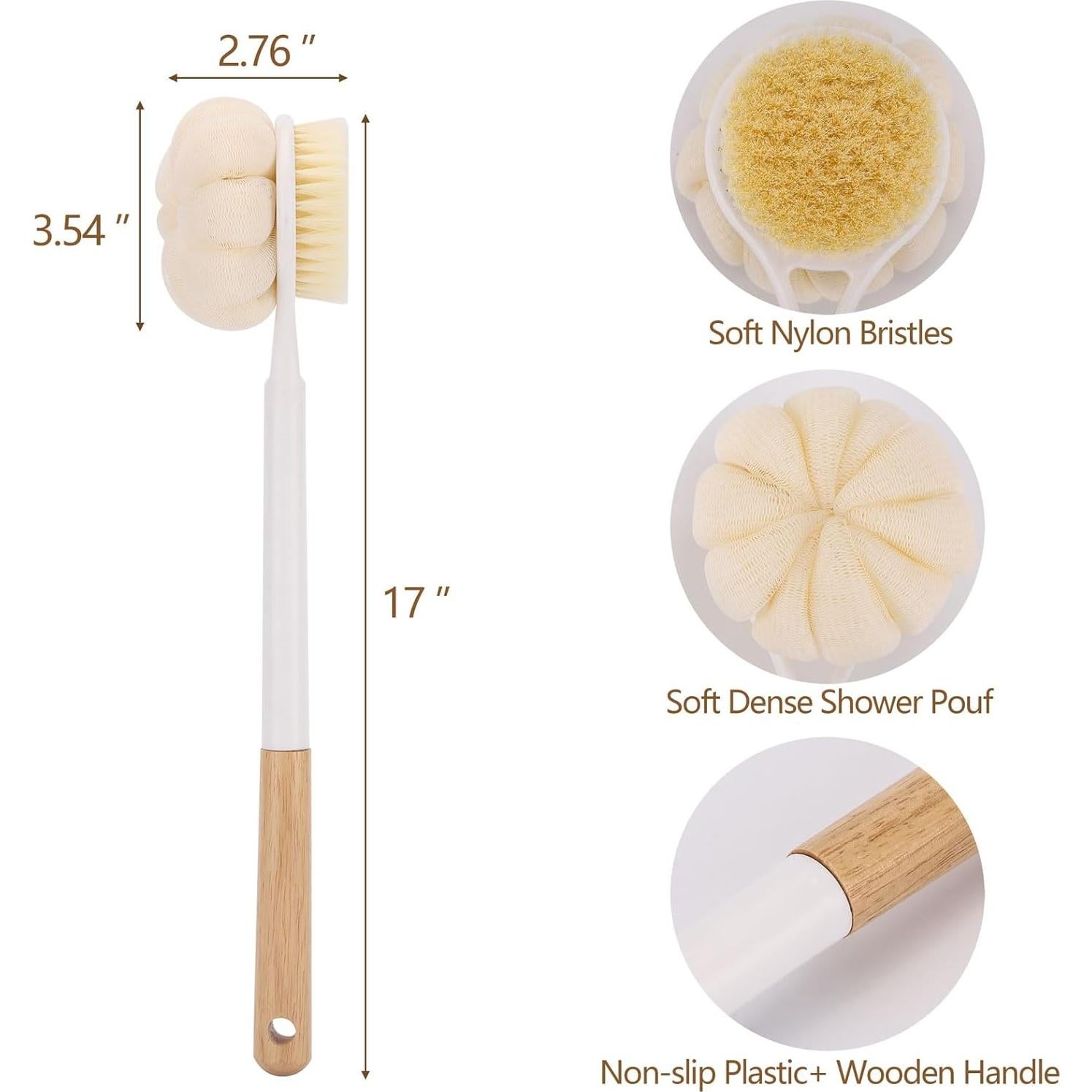 Cepillo de Espalda BTYMS 43 cm Doble Cara Exfoliante