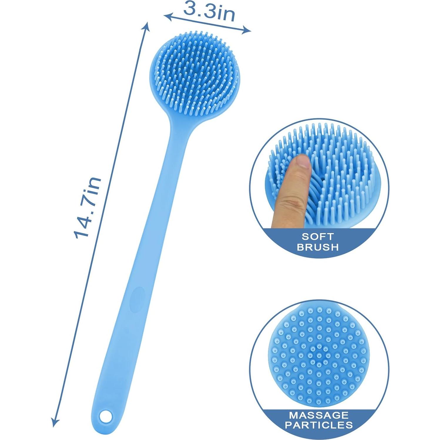 Cepillo de Baño de Silicona Xinjucai con Mango Largo Doble Cara