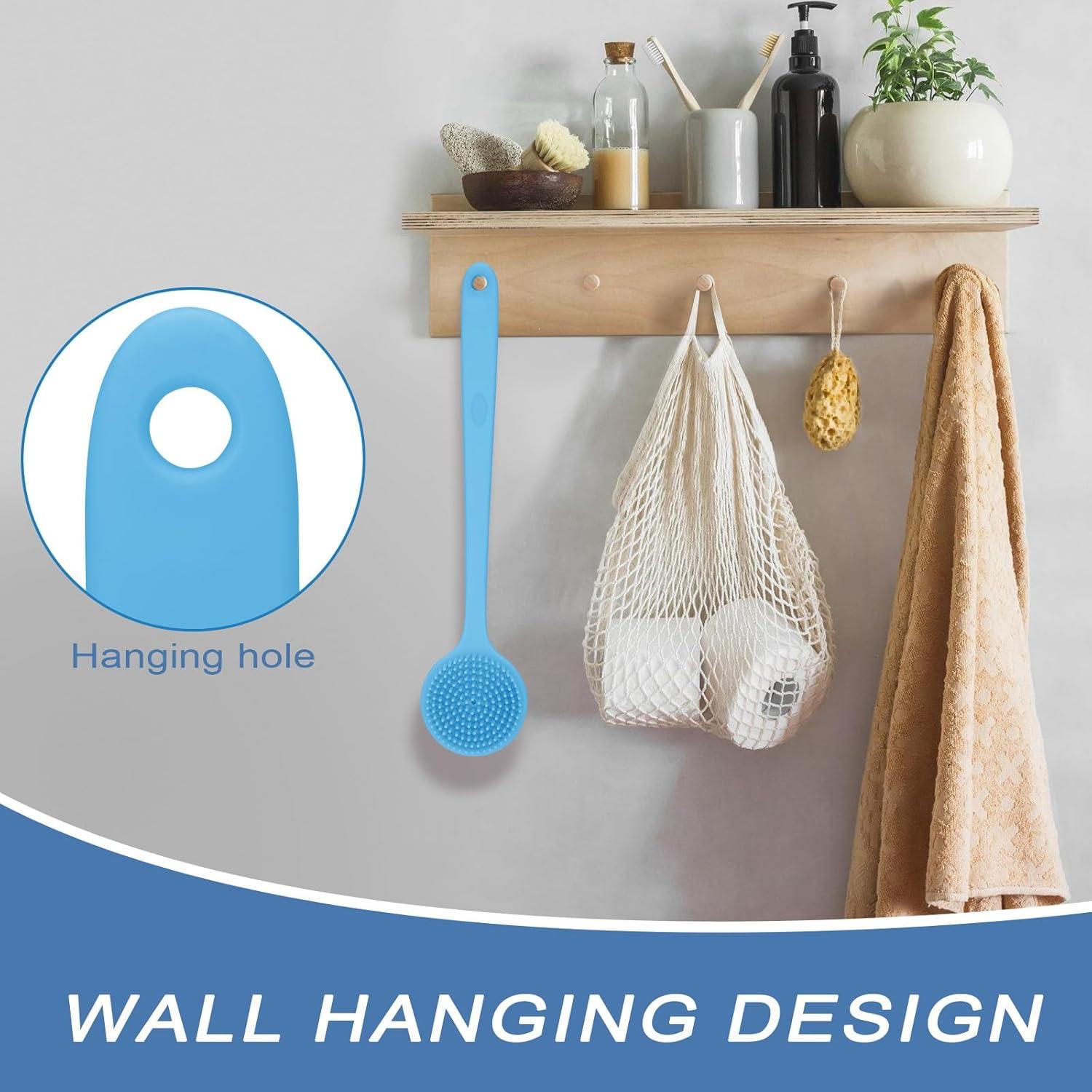 Cepillo de Baño de Silicona Xinjucai con Mango Largo Doble Cara