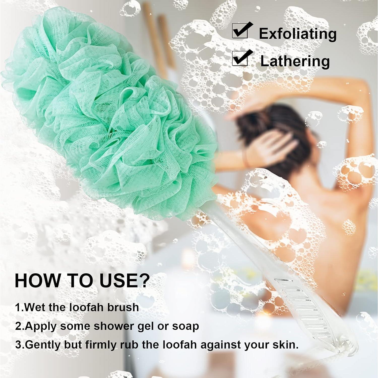 Cepillo de Baño de Lufa PPHAO Verde con Mango Largo 45.72 cm