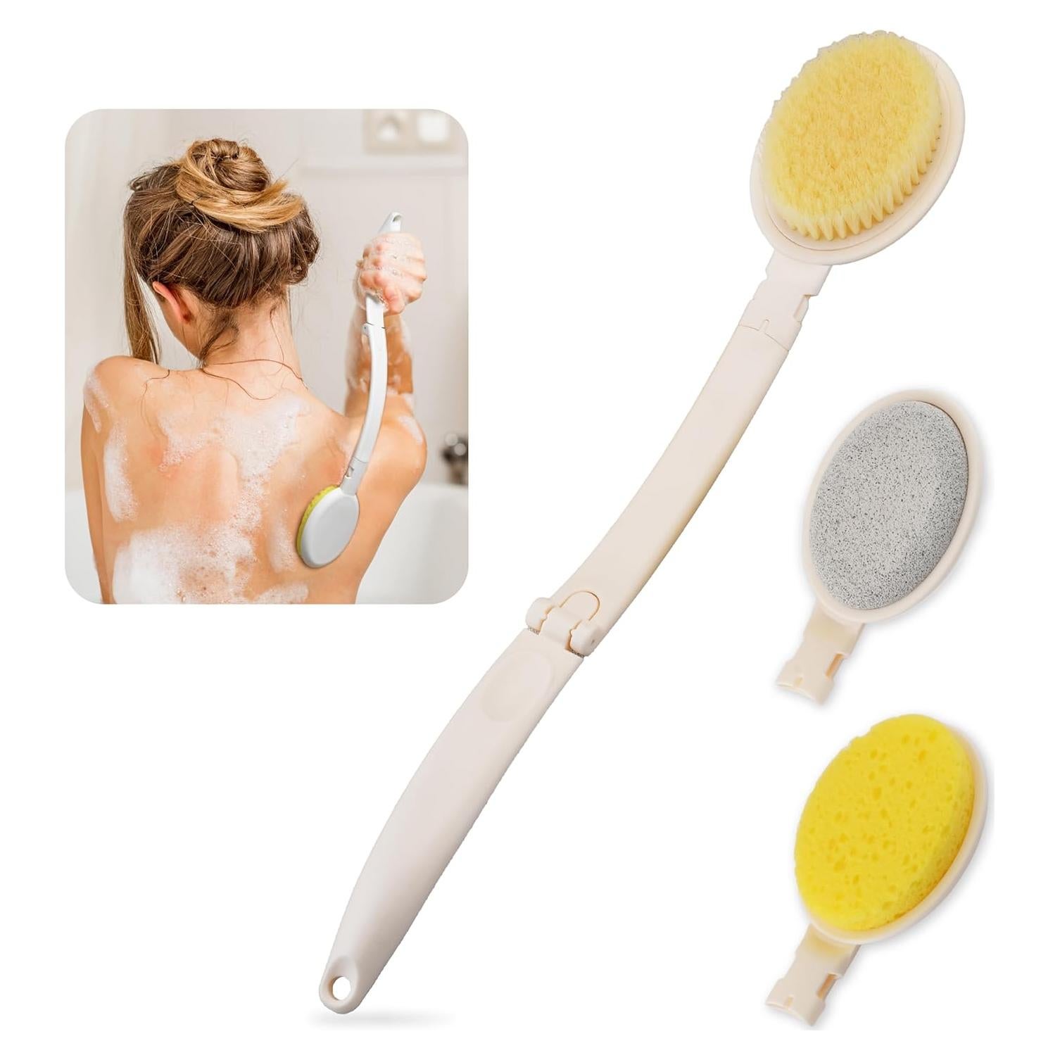Cepillo de Ducha 3 en 1 Nova con Mango Largo 48 cm - Exfoliante