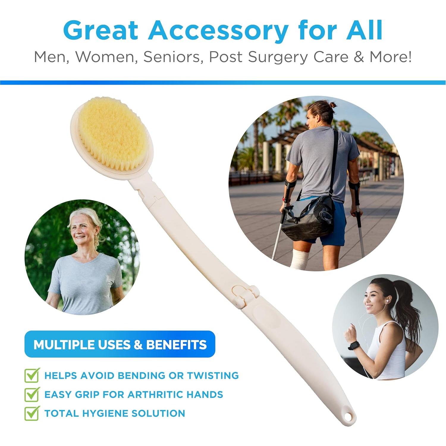 Cepillo de Ducha 3 en 1 Nova con Mango Largo 48 cm - Exfoliante