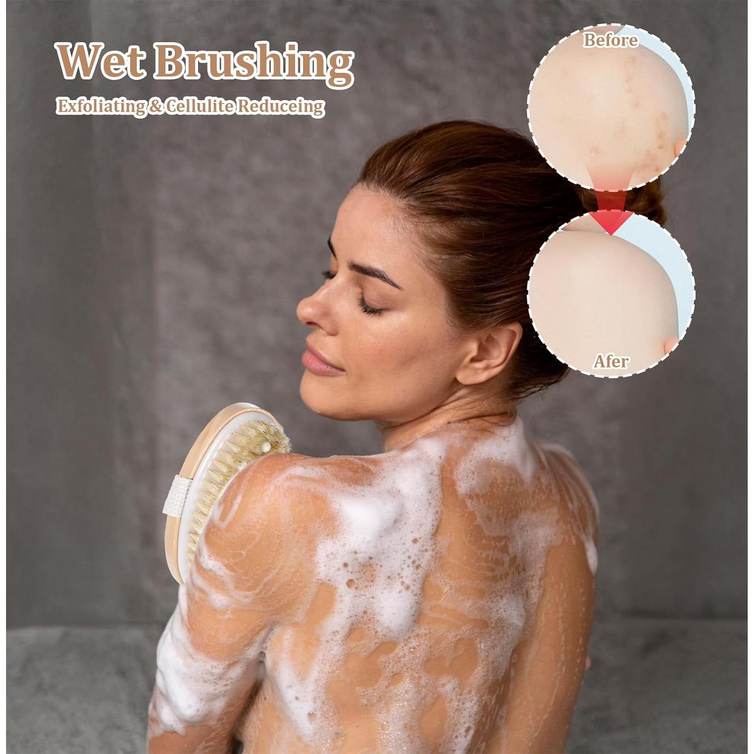 10 Cepillos Secos Exfoliantes Mekueeex para el Cuerpo