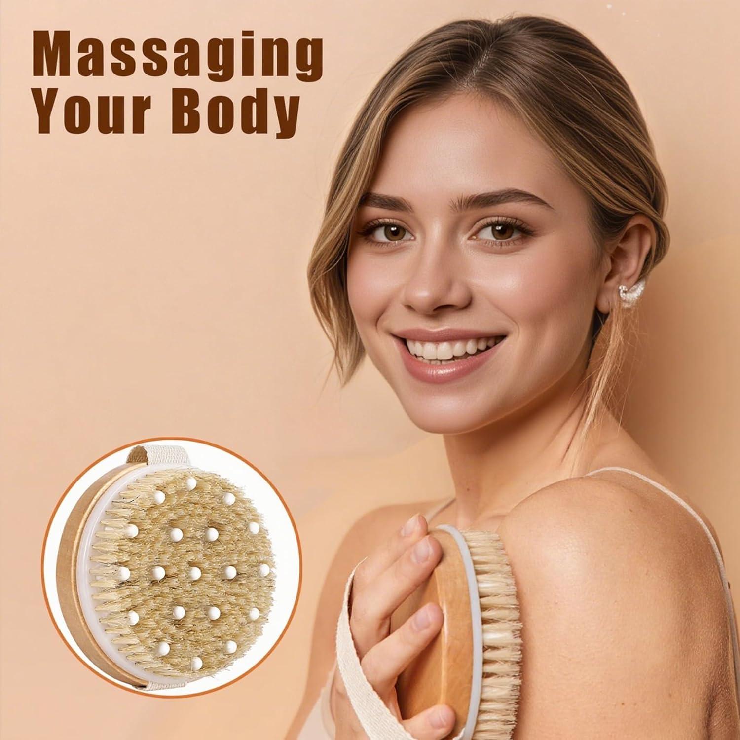 Paquete de 1 Cepillo Exfoliante Corporal de Madera - Drenaje Linfático