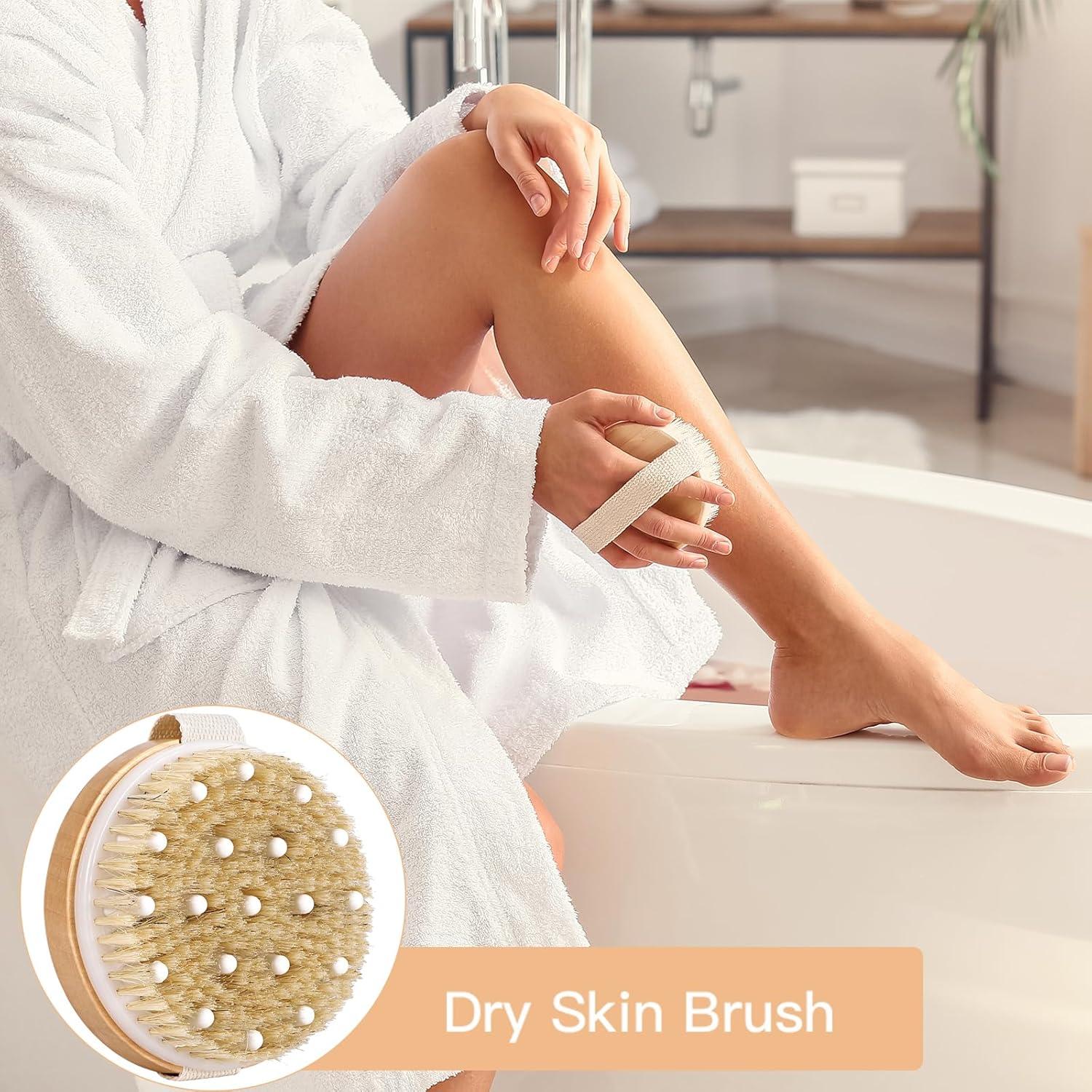 Paquete de 1 Cepillo Exfoliante Corporal de Madera - Drenaje Linfático