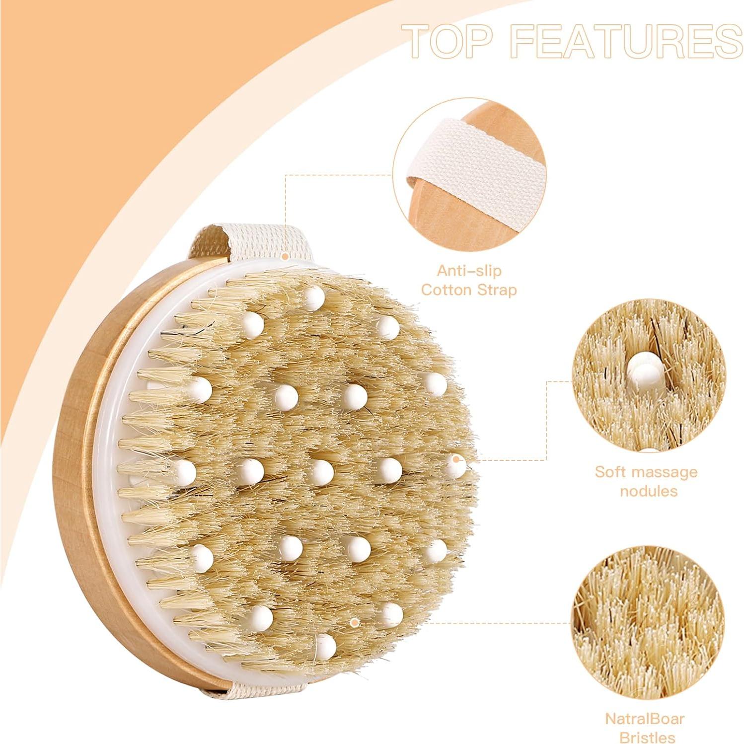 Paquete de 1 Cepillo Exfoliante Corporal de Madera - Drenaje Linfático