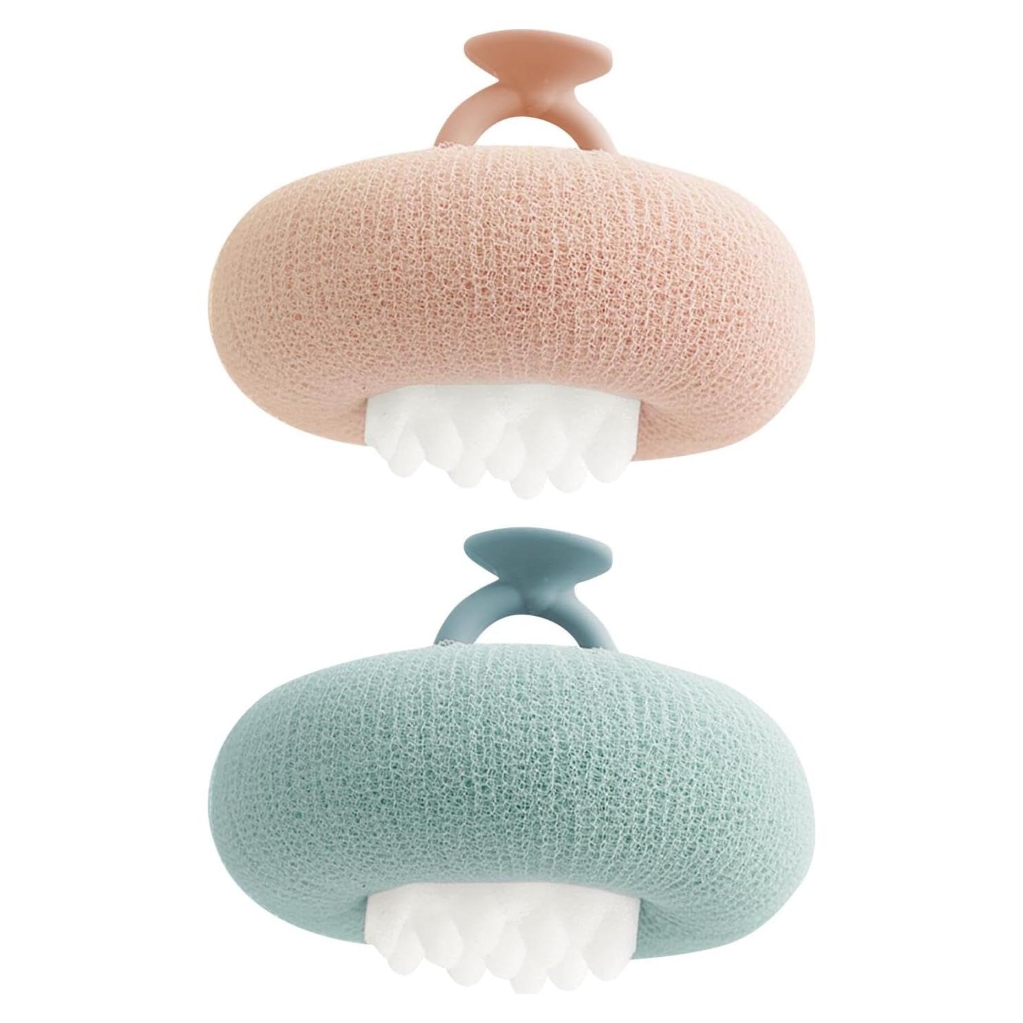 Paquete de 2 bolas de baño exfoliantes iayokocc Rosa y Cian
