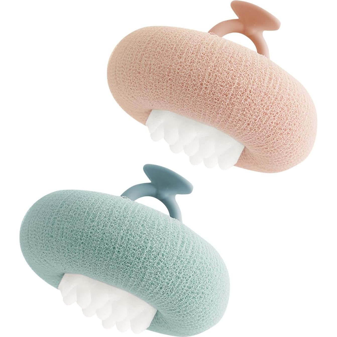 Paquete de 2 bolas de baño exfoliantes iayokocc Rosa y Cian