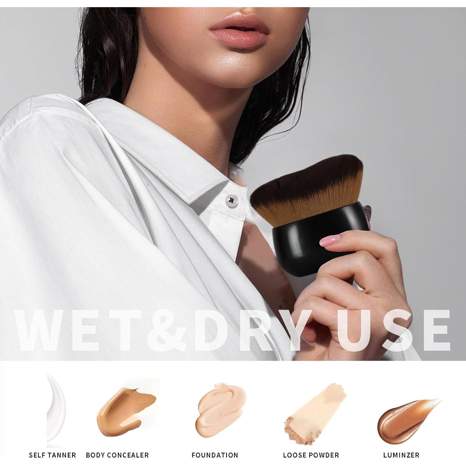 Brocha Kabuki Extra Grande HEYOTECK 75mm Oro Rosa