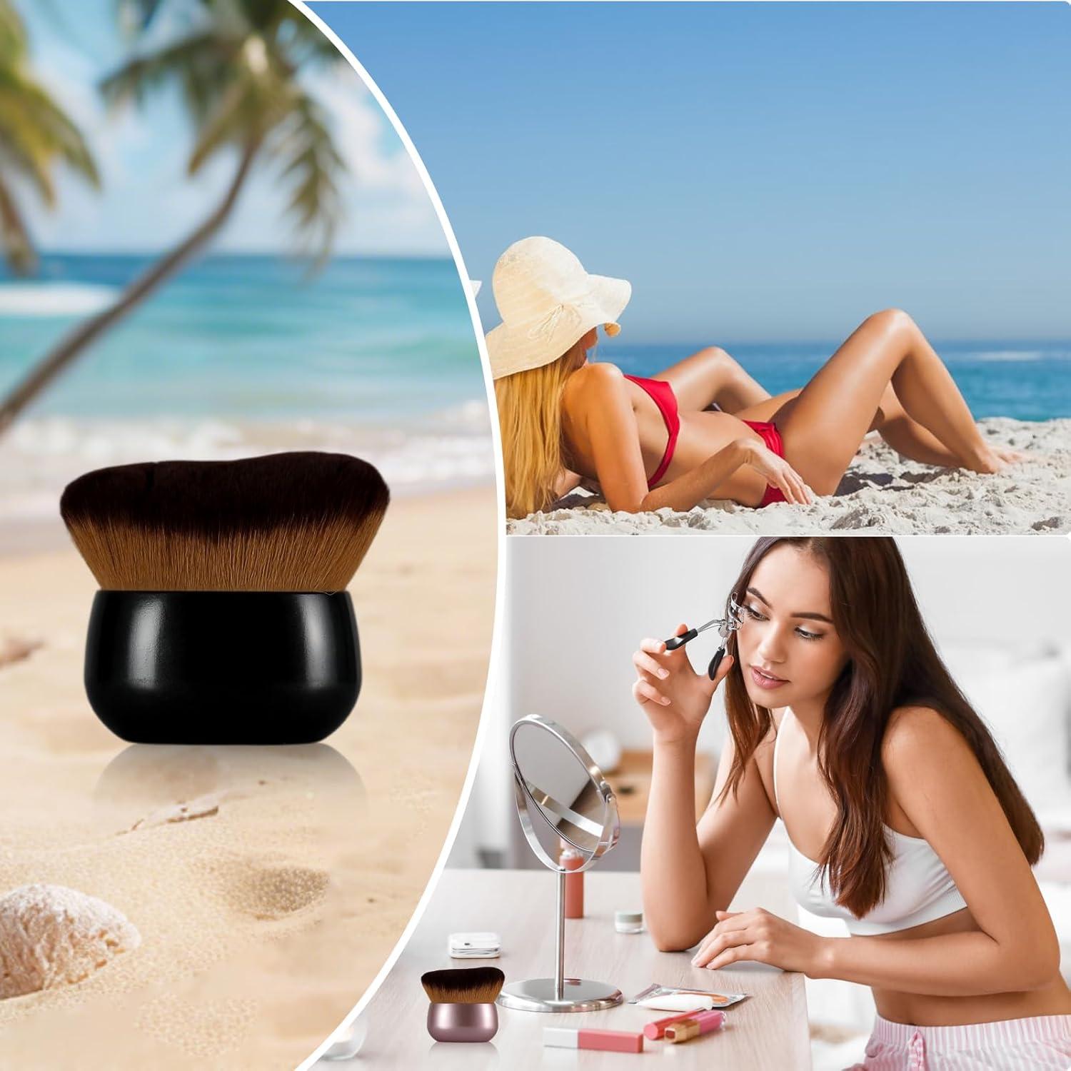 Brocha Kabuki Extra Grande HEYOTECK 75mm Oro Rosa