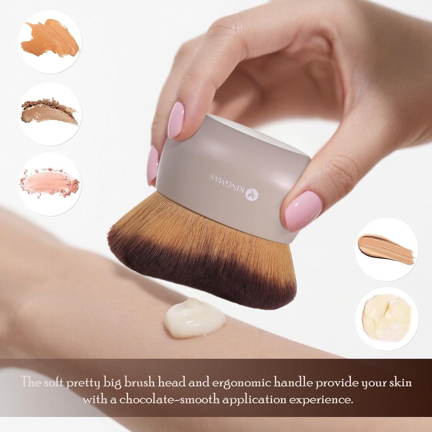 Brocha Kabuki KINGMAS Extra Grande para Autobronceador 76mm