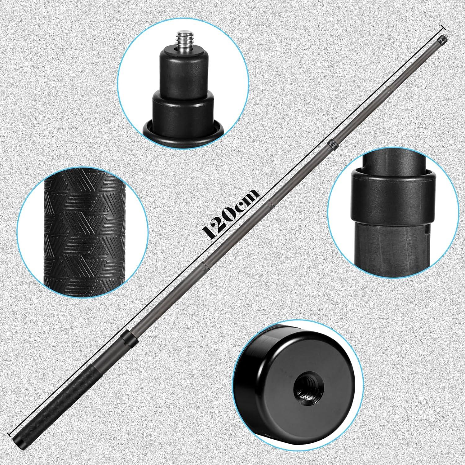 Palo de Selfie Fibra de Carbono Qishang 26cm a 1.2m Negro