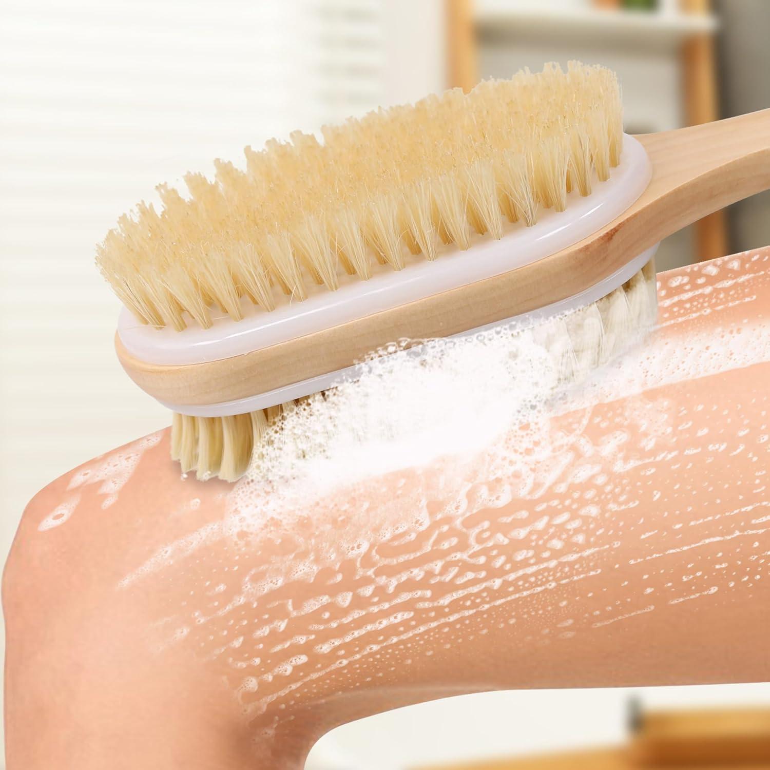 Cepillo de Espalda OWIIZI con Cerdas de Jabalí y Nylon, Mango Largo