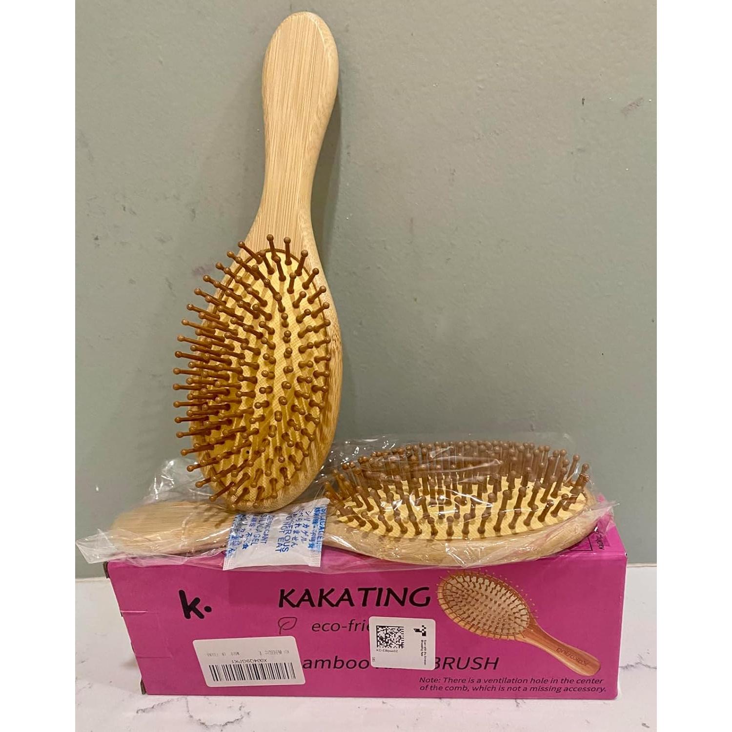 Juego de 2 cepillos de bambú Kakating para el cabello