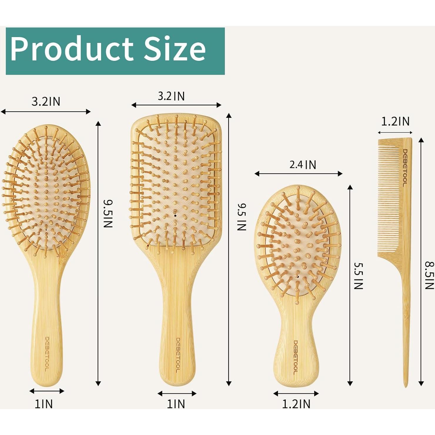 Juego de Cepillos de Bambú DEBETOOL - 1 Cepillo y 2 Peines