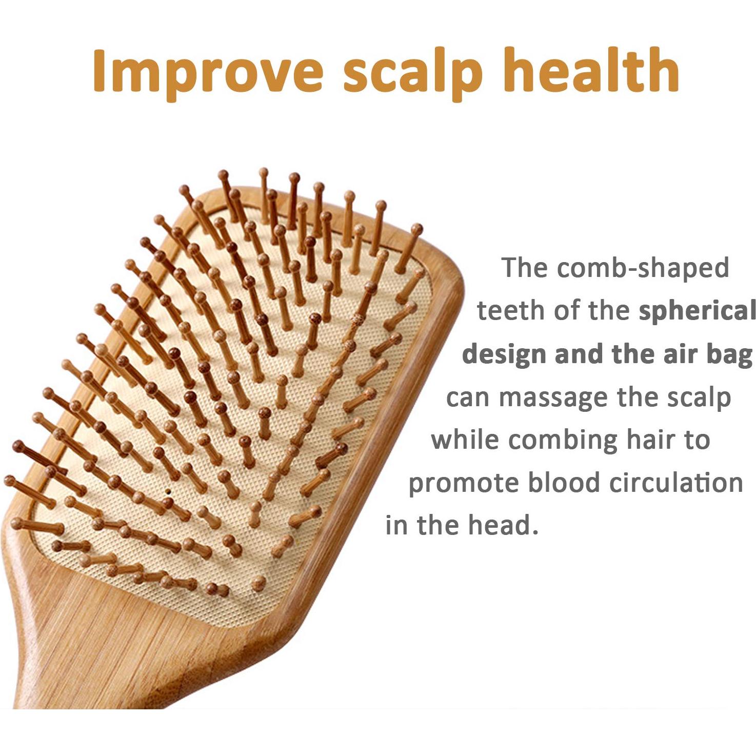 Cepillo de paleta YUC de bambú natural para cabello 24.4 cm