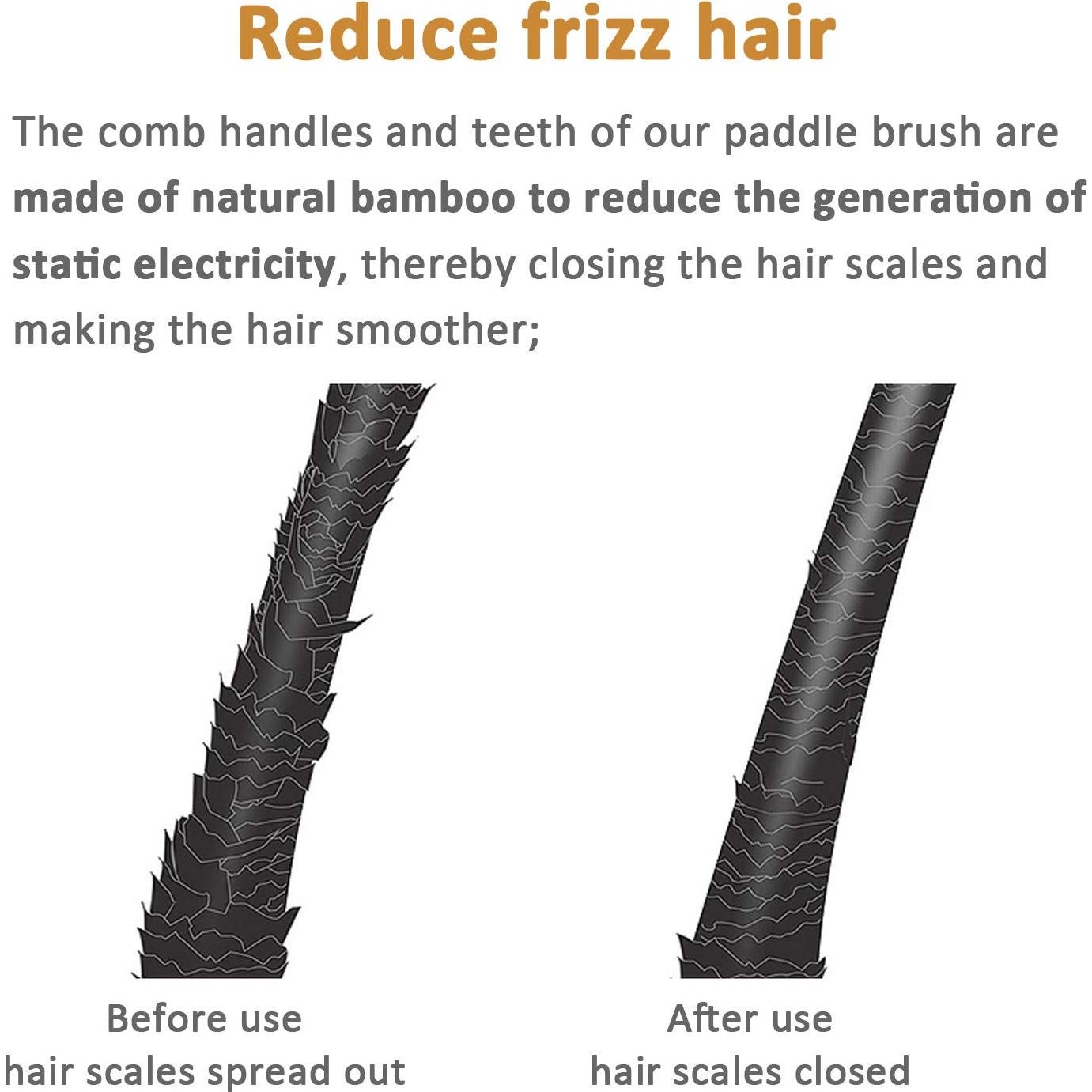 Cepillo de paleta YUC de bambú natural para cabello 24.4 cm