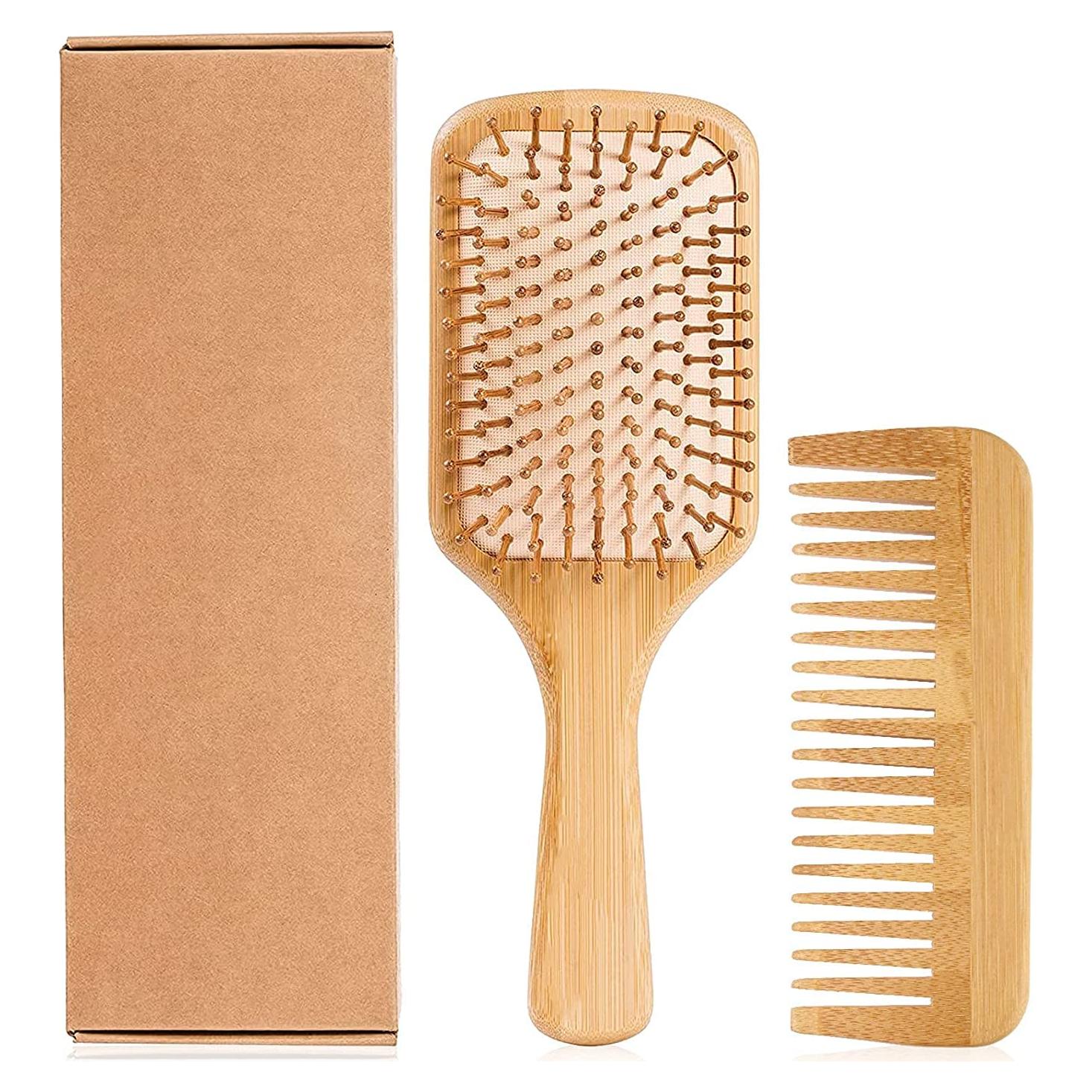Cepillo y Peine Desenredante de Bambú Ecológico 2 Piezas