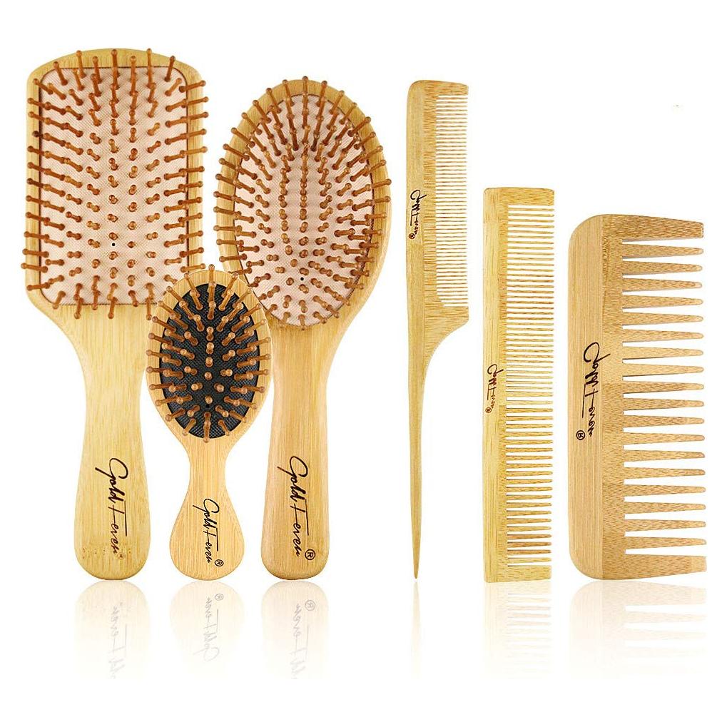 Set de Cepillos para Cabello 6 en 1 BestFire - Bambú Natural