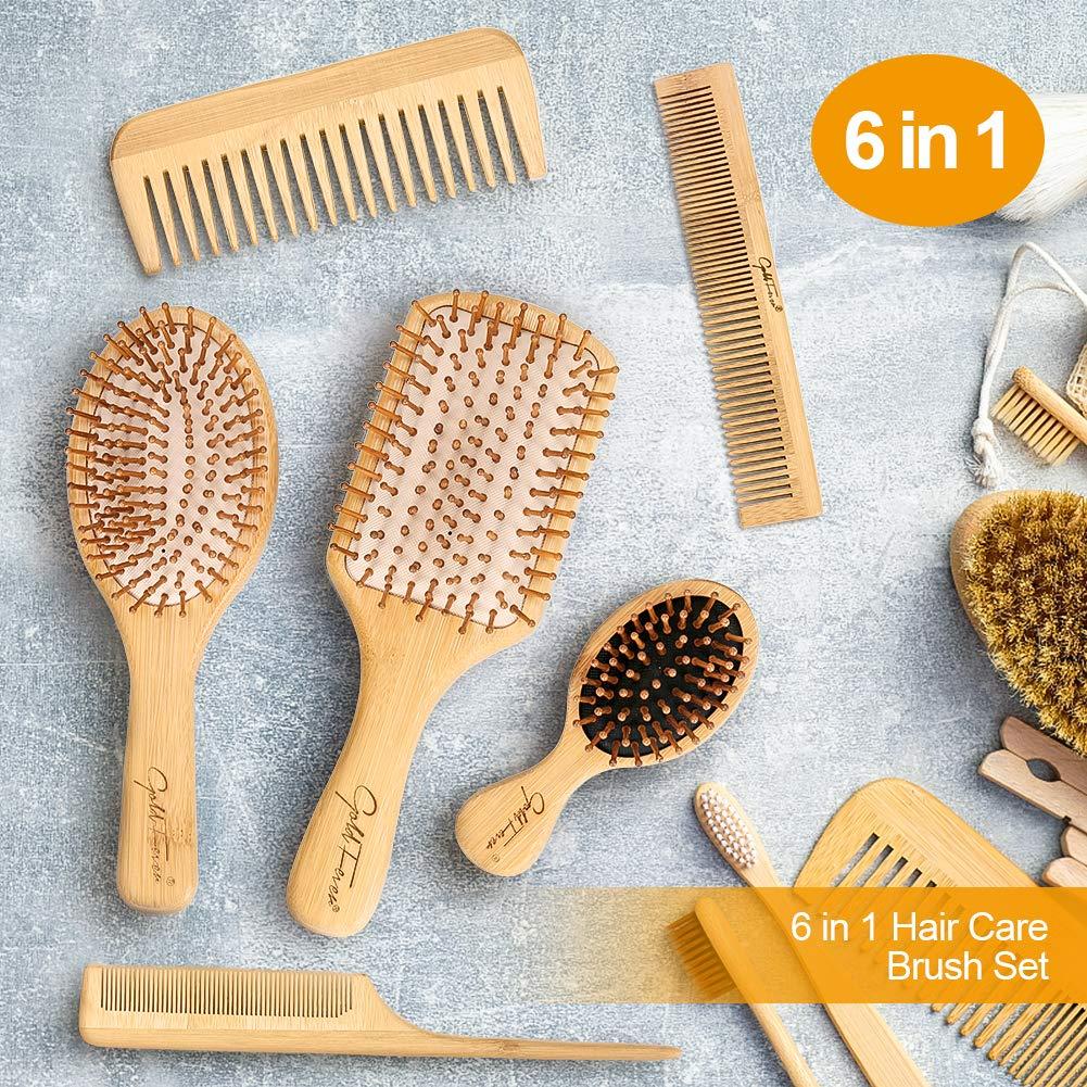 Set de Cepillos para Cabello 6 en 1 BestFire - Bambú Natural