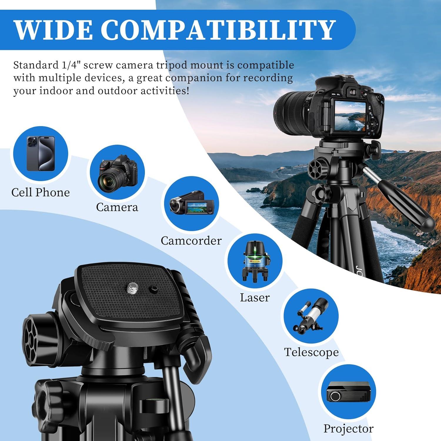 Trípode JOILCAN 182 cm 5 en 1 para cámara y teléfono