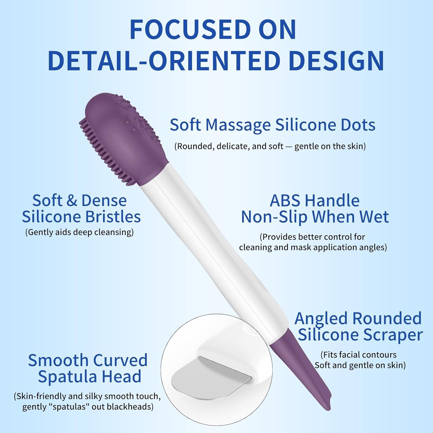 Exfoliador Facial 3 en 1 Sookga Silicona Púrpura